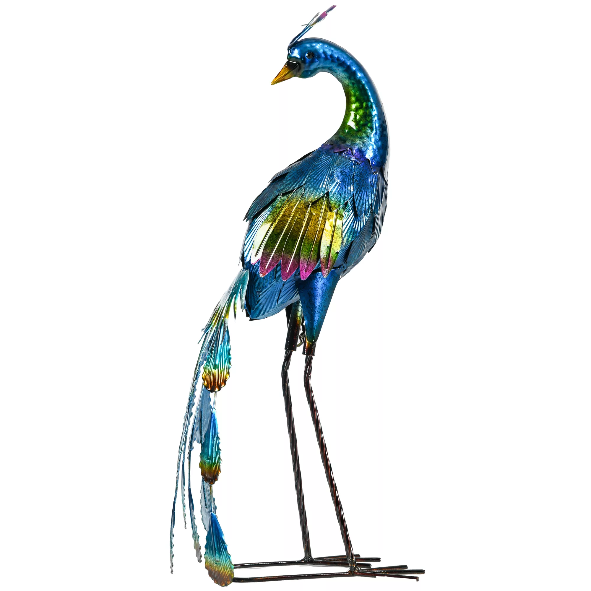 Outsunny Gartenfigur Pfau wetterbeständig Skulptur für Balkon Terrasse 59cm günstig online kaufen