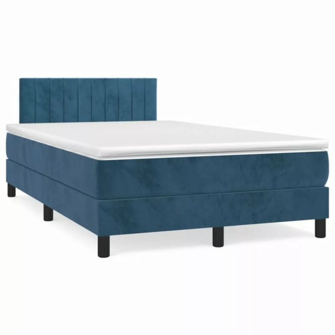 vidaXL Boxspringbett Boxspringbett mit Matratze Blau 90x200 cm Stoff Bett B günstig online kaufen