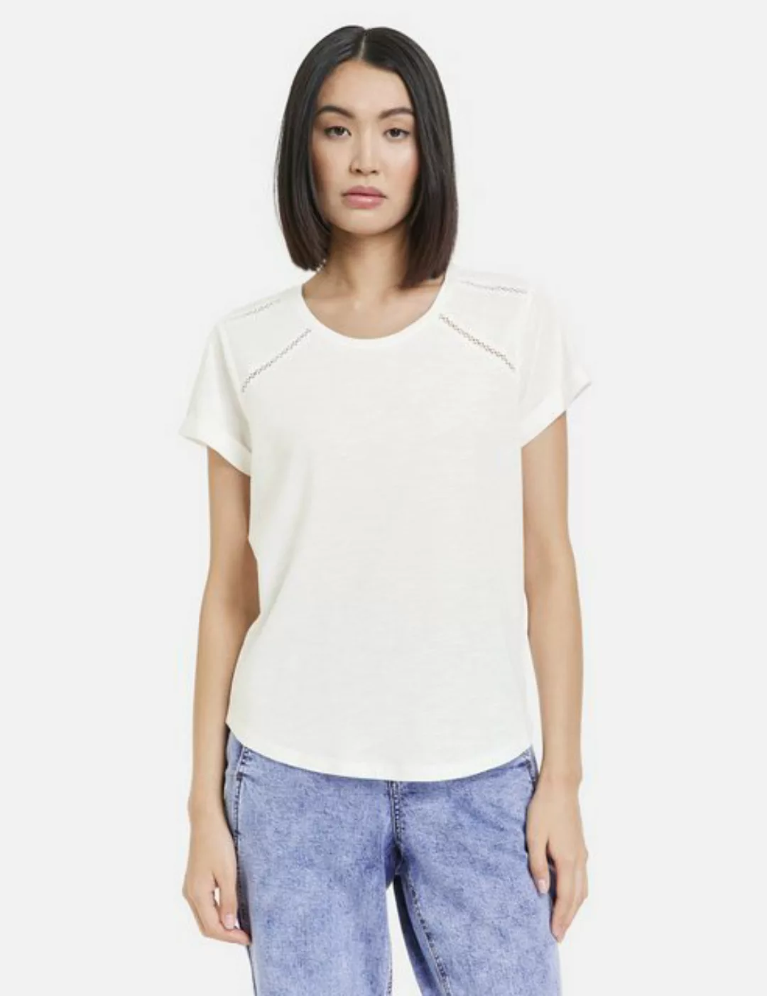Taifun Kurzarmshirt T-Shirt mit Häkelspitzen-Details günstig online kaufen