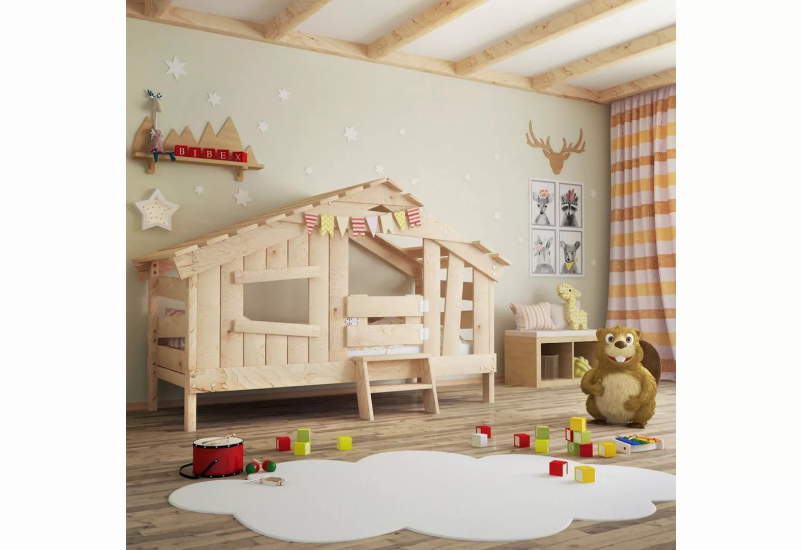 bibex Kinderbett APART CHALET Kinderbett, Jugendbett, Spielbett, naturbelas günstig online kaufen