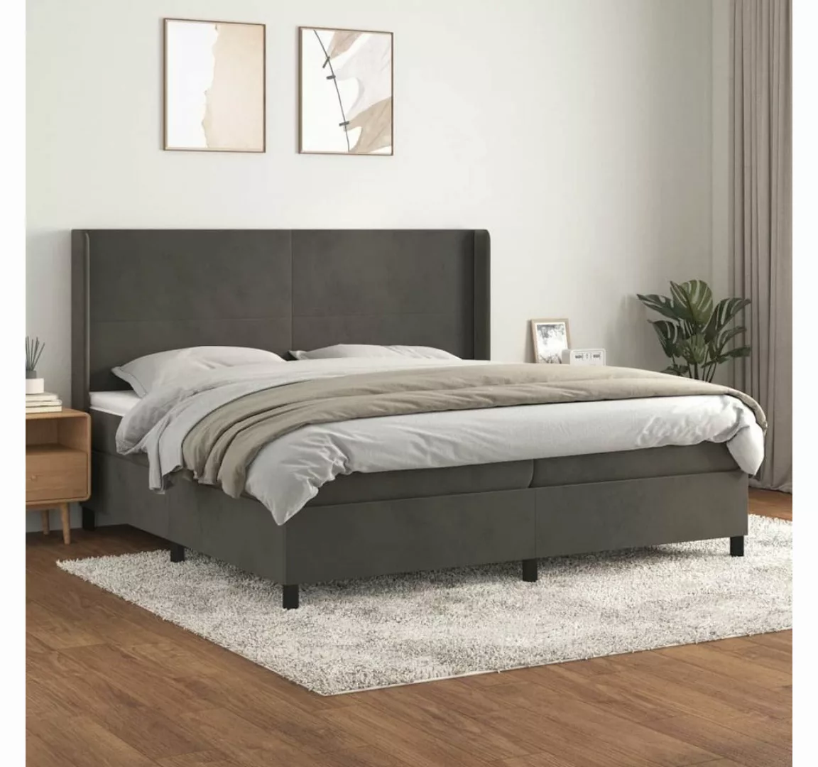 furnicato Bett Boxspringbett mit Matratze Dunkelgrau 200x200 cm Samt günstig online kaufen