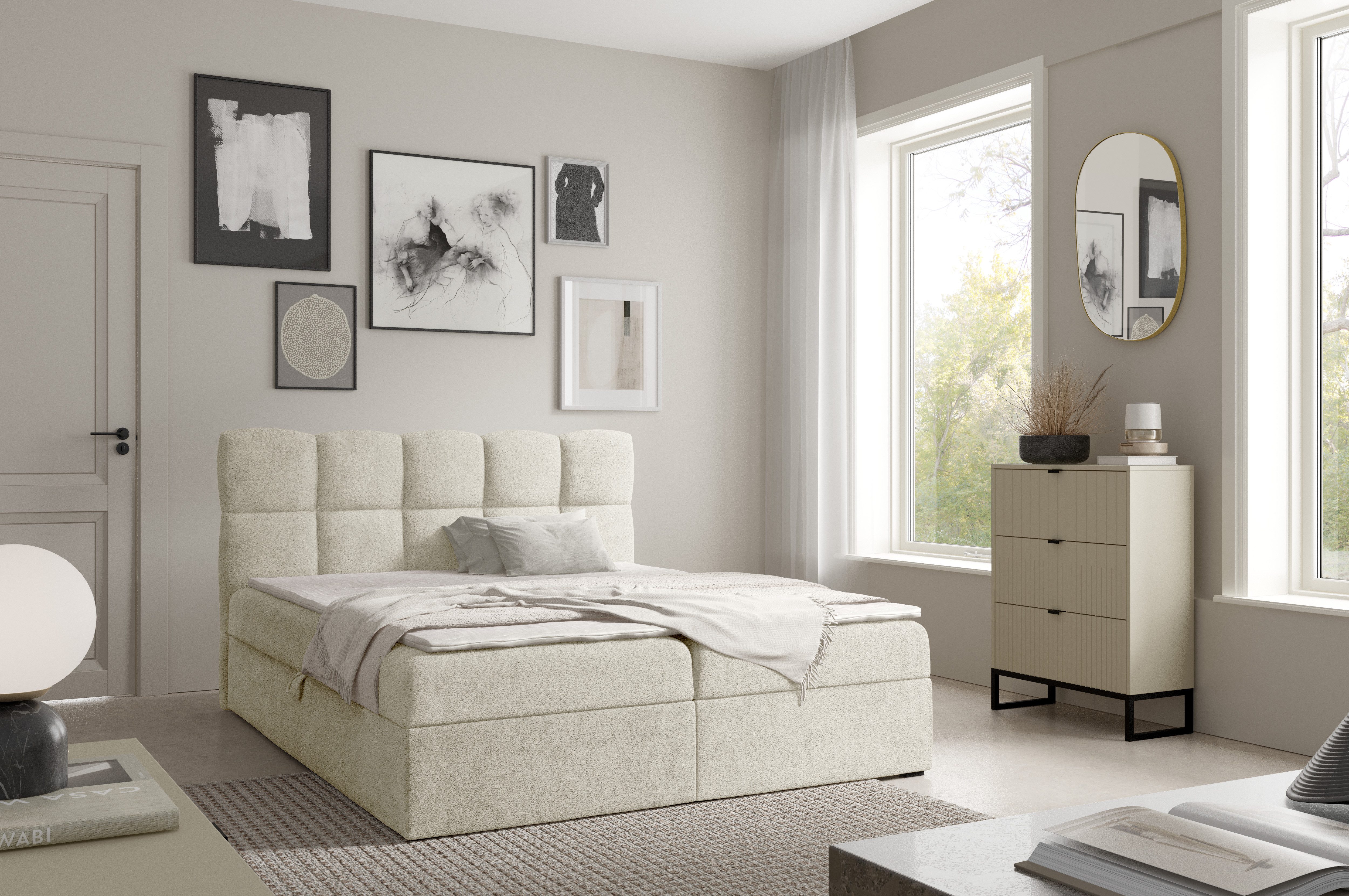 yourhouse24 Boxspringbett Negros, Doppelbett mit Bonell-Matratze günstig online kaufen