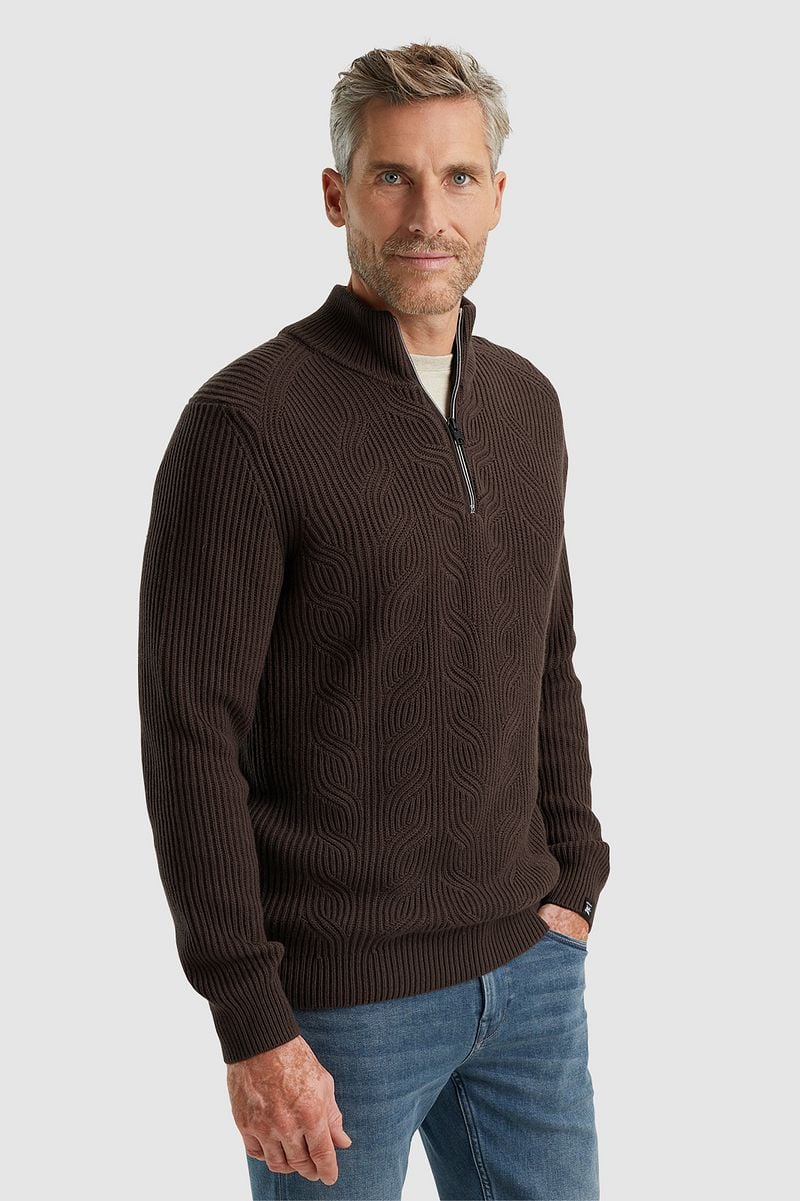 Vanguard Halfzip Pullover Struktur Wool Mix Braun - Größe XL günstig online kaufen