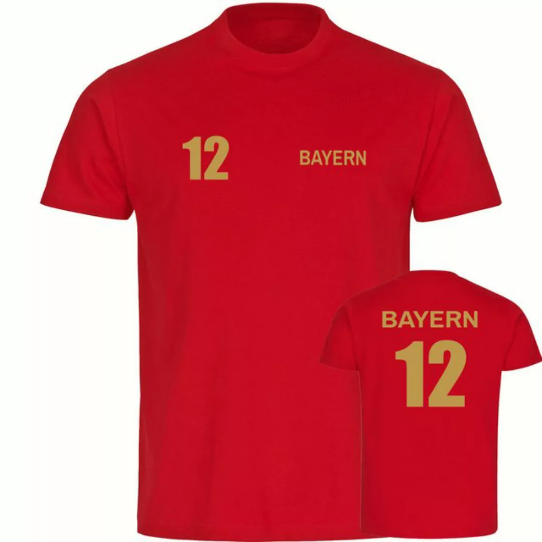 multifanshop T-Shirt Herren Bayern - Trikot Nummer 12 gold - Männer günstig online kaufen