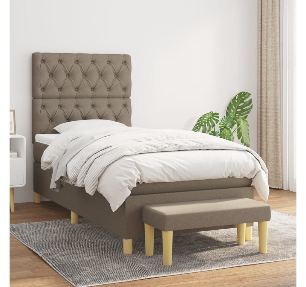 vidaXL Boxspringbett Boxspringbett mit Matratze Taupe 80x200 cm Stoff Bett günstig online kaufen