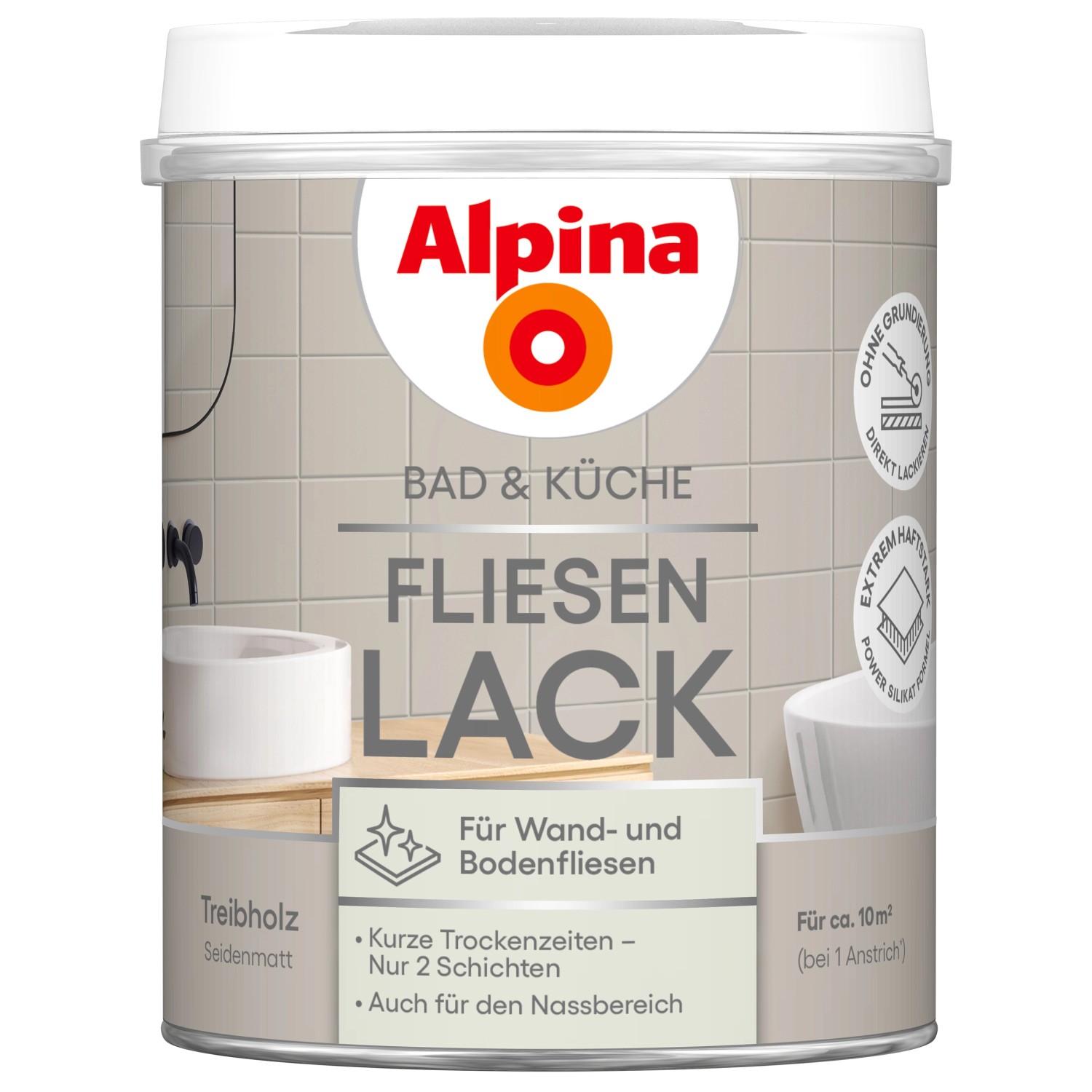 Alpina Fliesen-Lack Bad & Küche 2 Komponenten Treibholz Seidenmatt 750 ml günstig online kaufen
