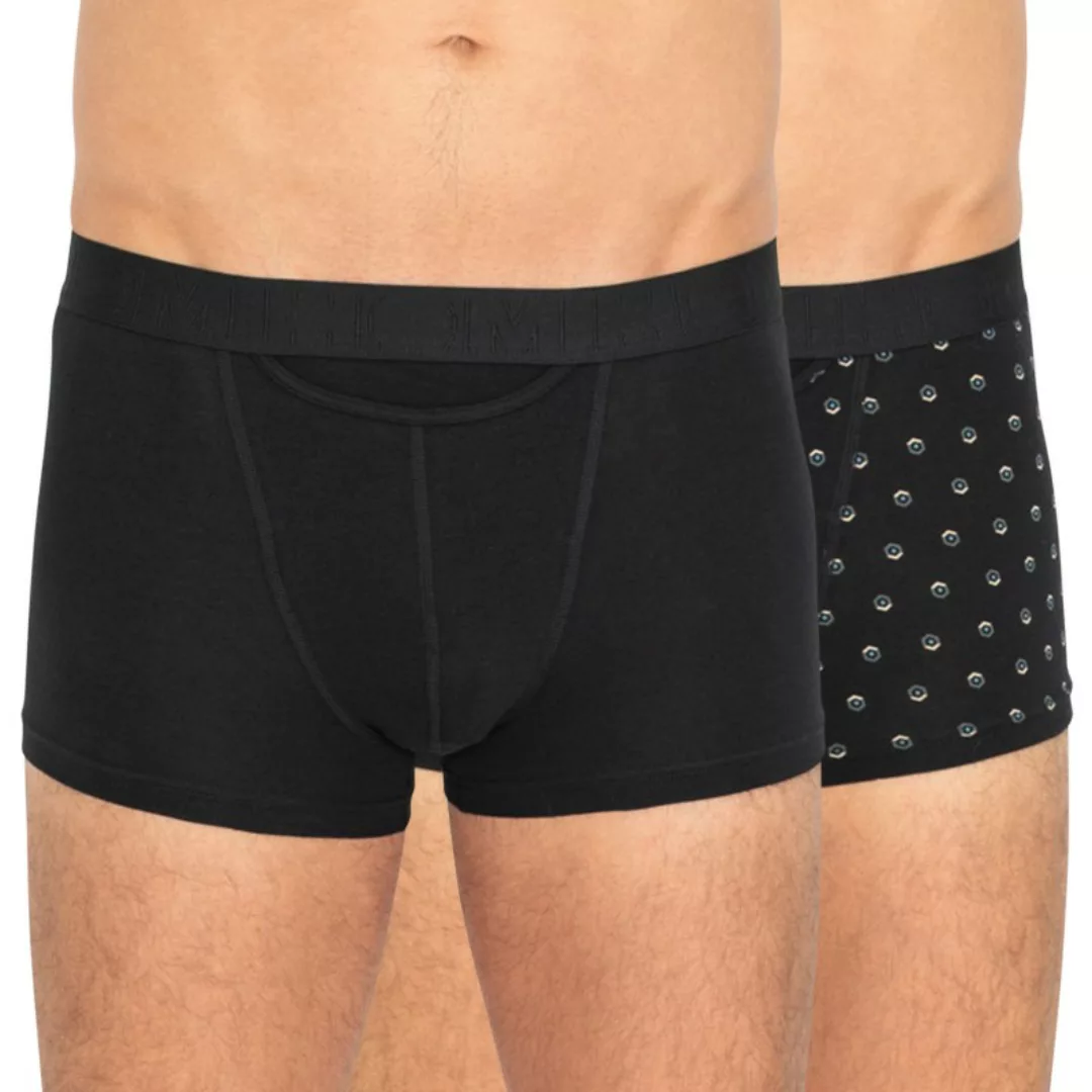 HOM 2-er Set Boxer Briefs Schwarz mit All-Over Print günstig online kaufen