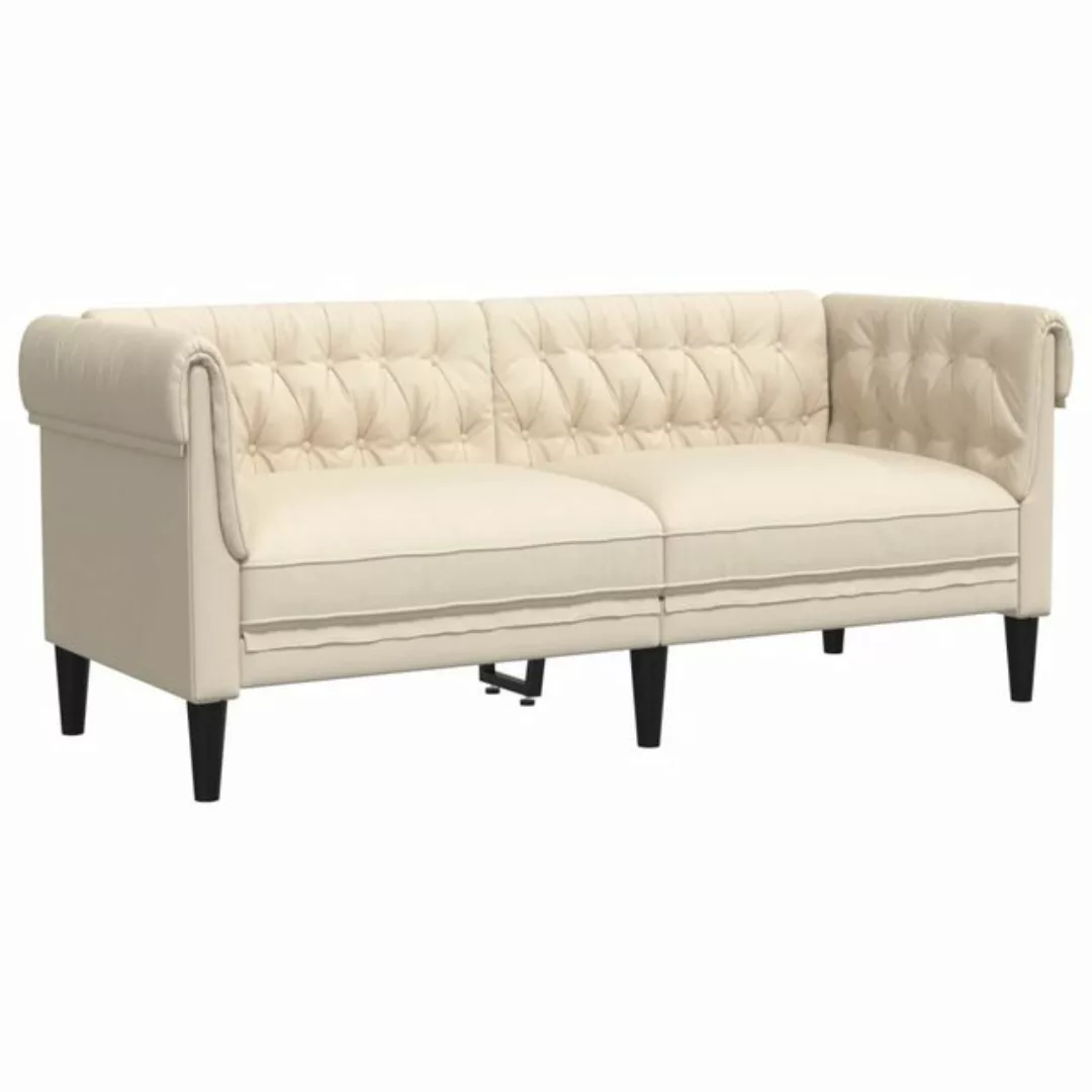 vidaXL Sofa Chesterfield-Sofa 2-Sitzer Creme Stoff günstig online kaufen