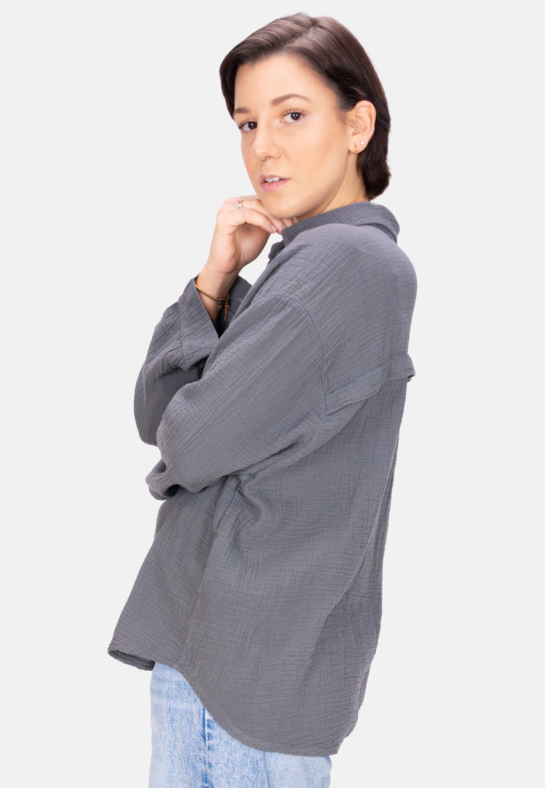 Seasons of April Hemdbluse Oversized Musselinbluse günstig online kaufen
