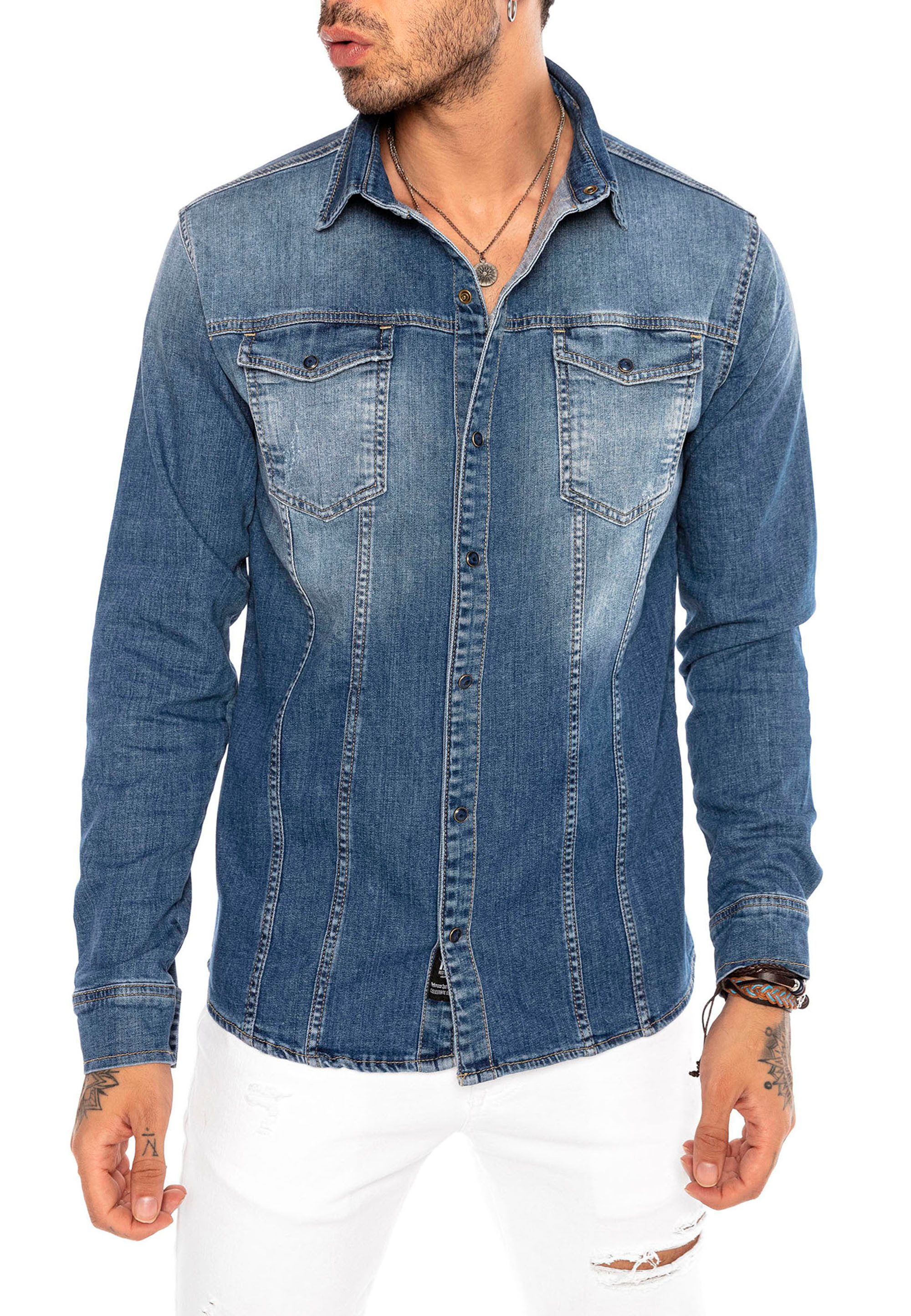 RedBridge Jeanshemd zeitloses Freizeithemd Premium Denim günstig online kaufen