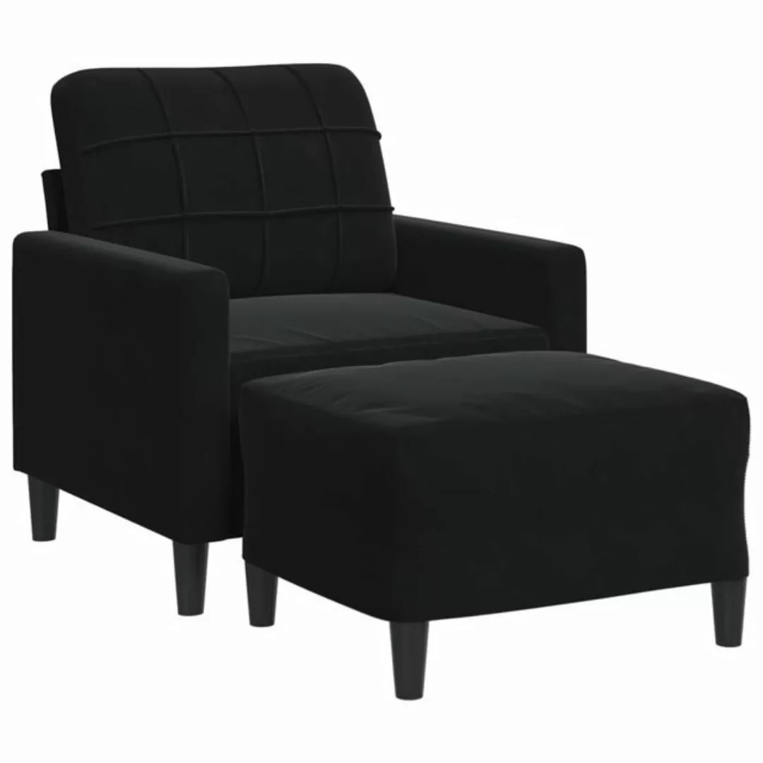 vidaXL Sofa Sessel mit Hocker Schwarz 60 cm Samt günstig online kaufen