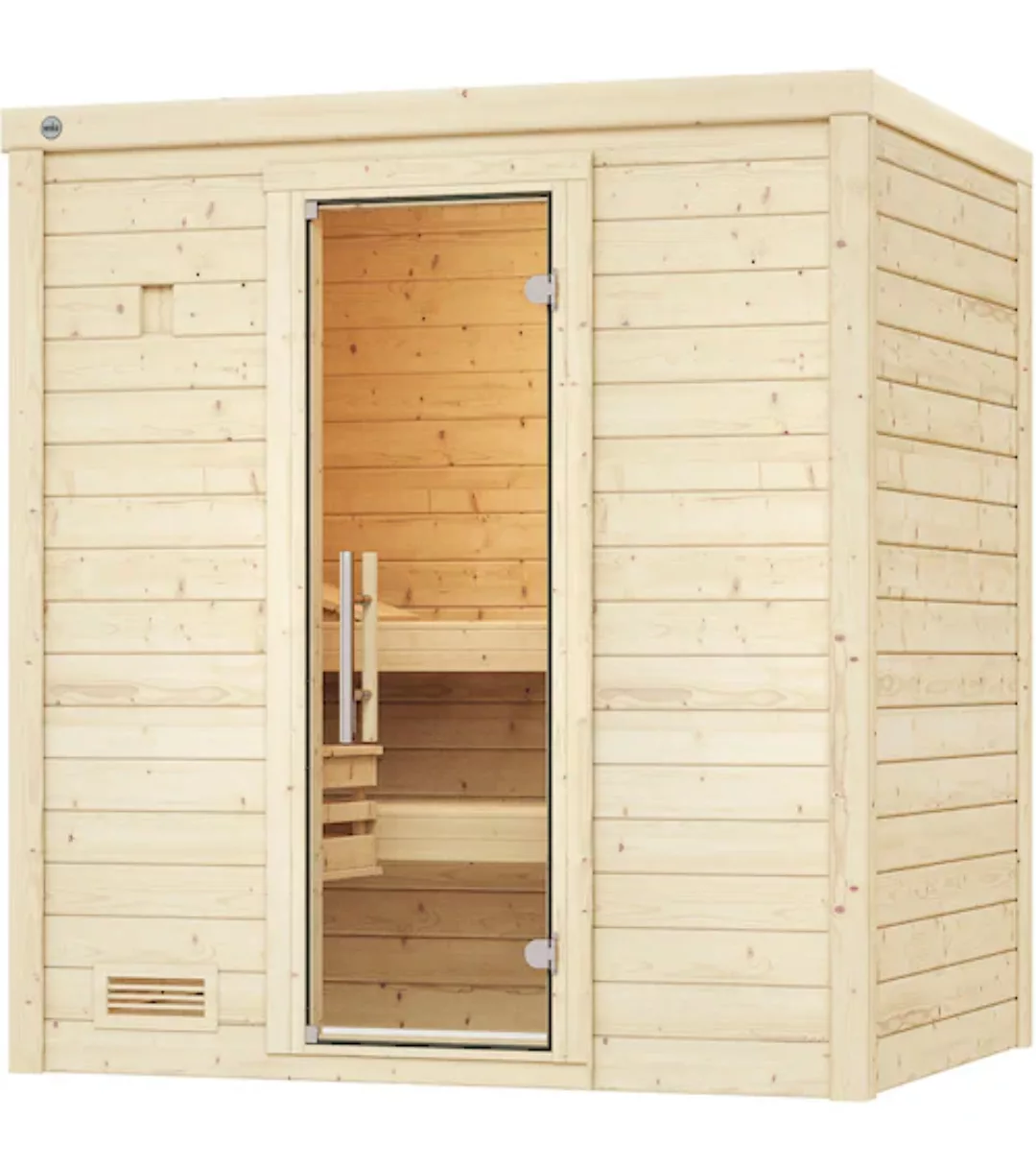 Weka Massivholzsauna Bergen 1 Sparset 5,4 kW Kompakt Glastür günstig online kaufen