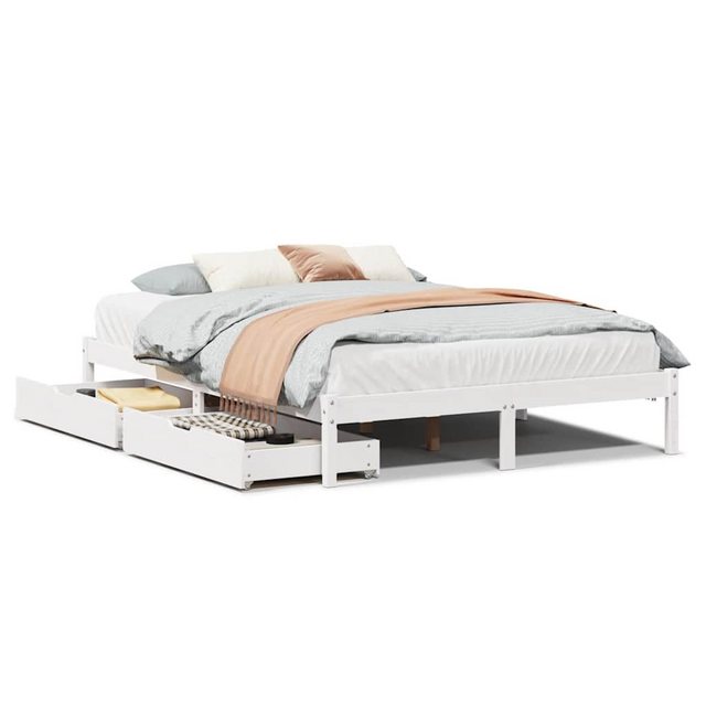 vidaXL Bett, Massivholzbett ohne Matratze Weiß 120x190 cm Kiefernholz günstig online kaufen