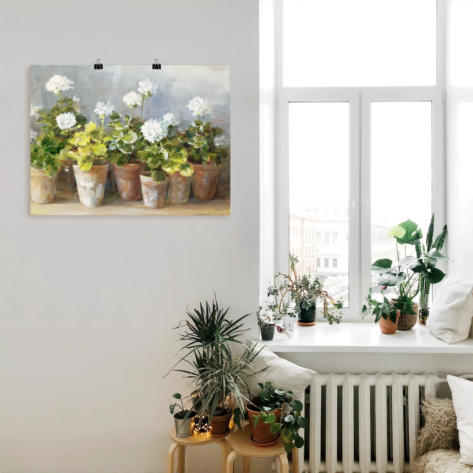 Artland Wandbild "Weiße Geranien", Blumen, (1 St.) günstig online kaufen