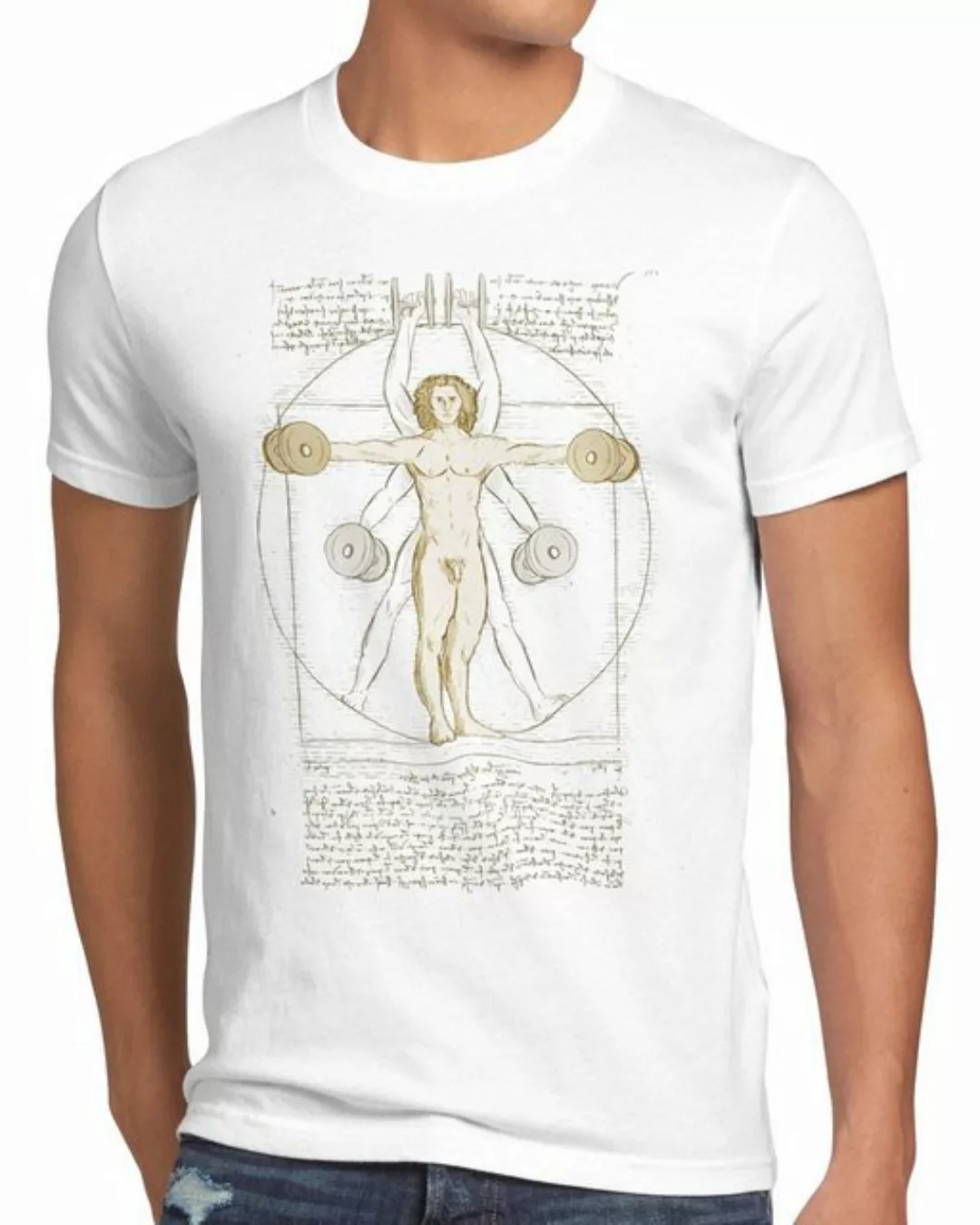 style3 Print-Shirt Herren T-Shirt Vitruvianischer Mensch mit Kurzhantel but günstig online kaufen
