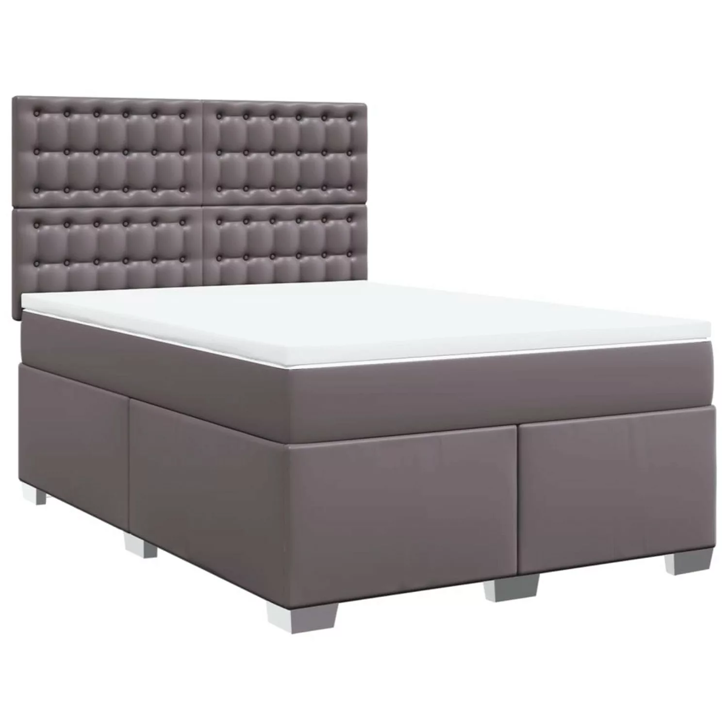 vidaXL Boxspringbett, Boxspringbett mit Matratze Grau 160x200 cm Kunstleder günstig online kaufen