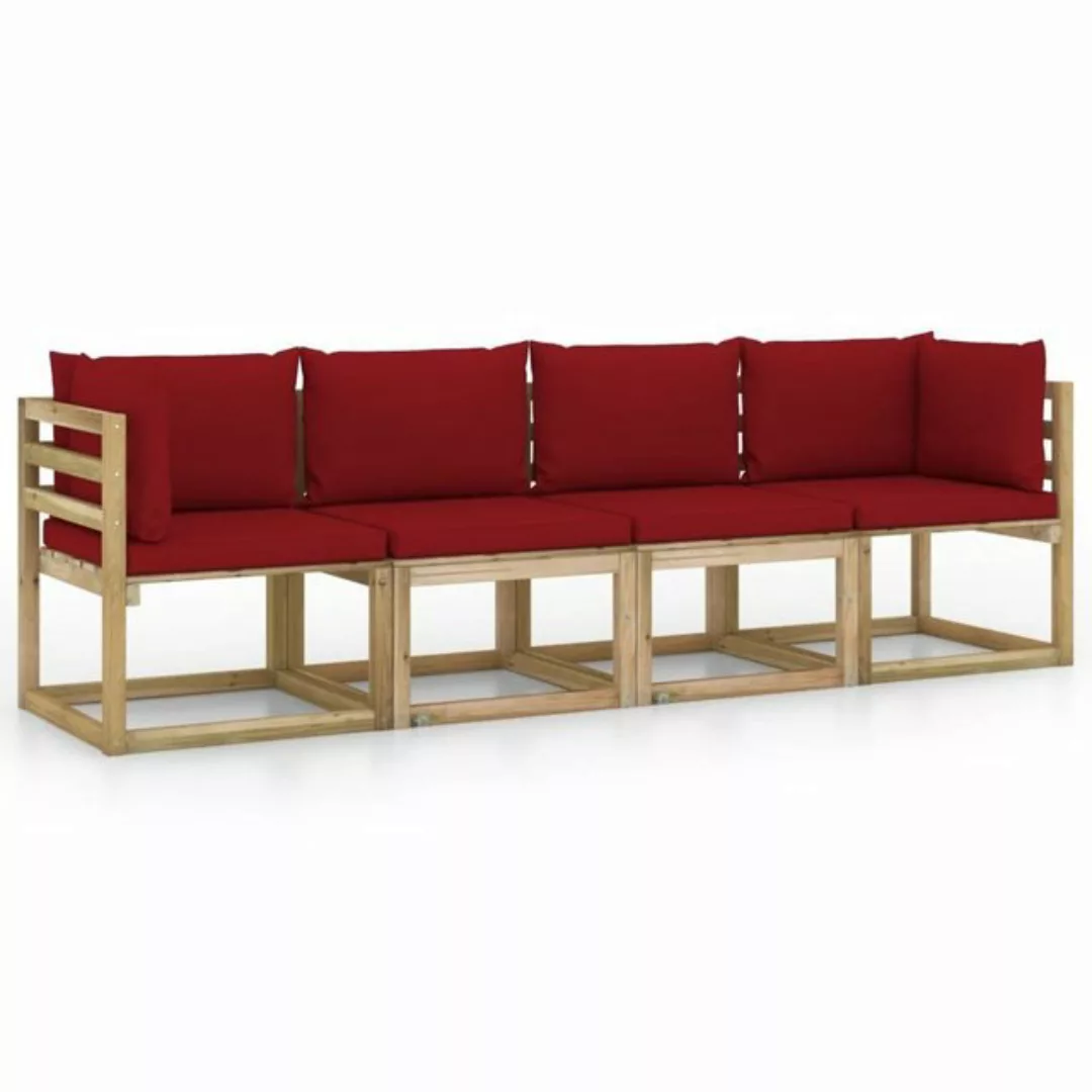 furnicato Loungesofa Gartensofa 4-Sitzer mit Kissen in Weinrot günstig online kaufen