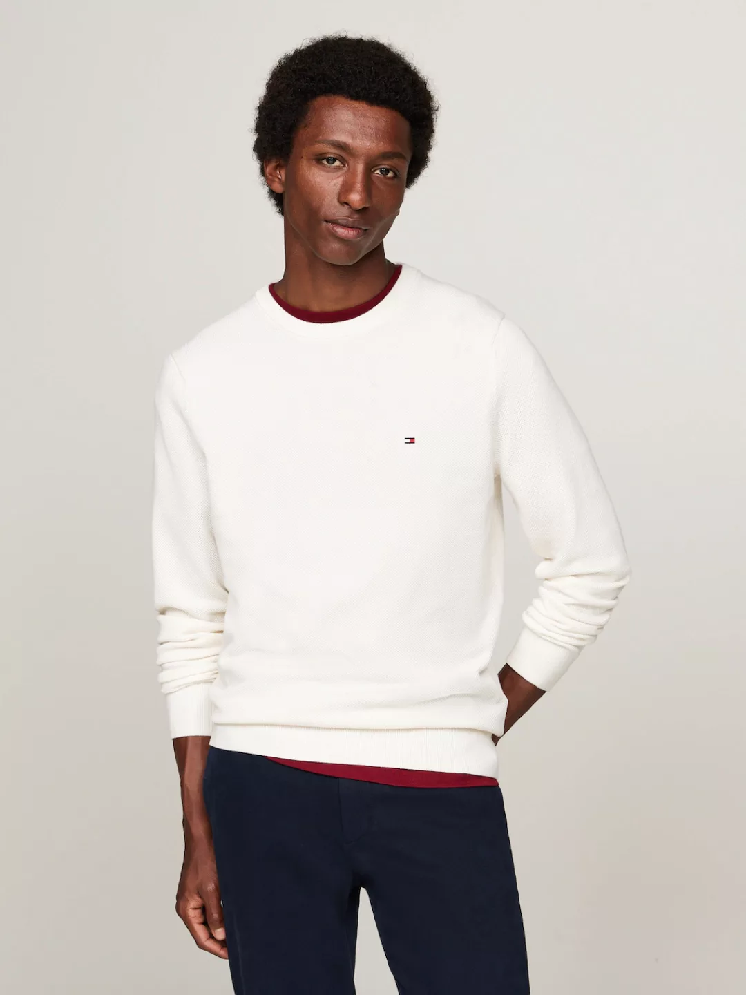 Tommy Hilfiger Rundhalspullover "ESSENTIAL STRUCTURE CREW NECK", mit feiner günstig online kaufen