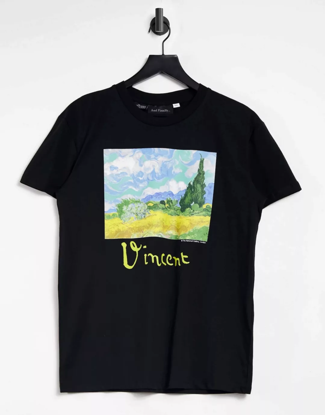 Topshop – T-Shirt in Schwarz mit Van Gogh Motiv-Braun günstig online kaufen