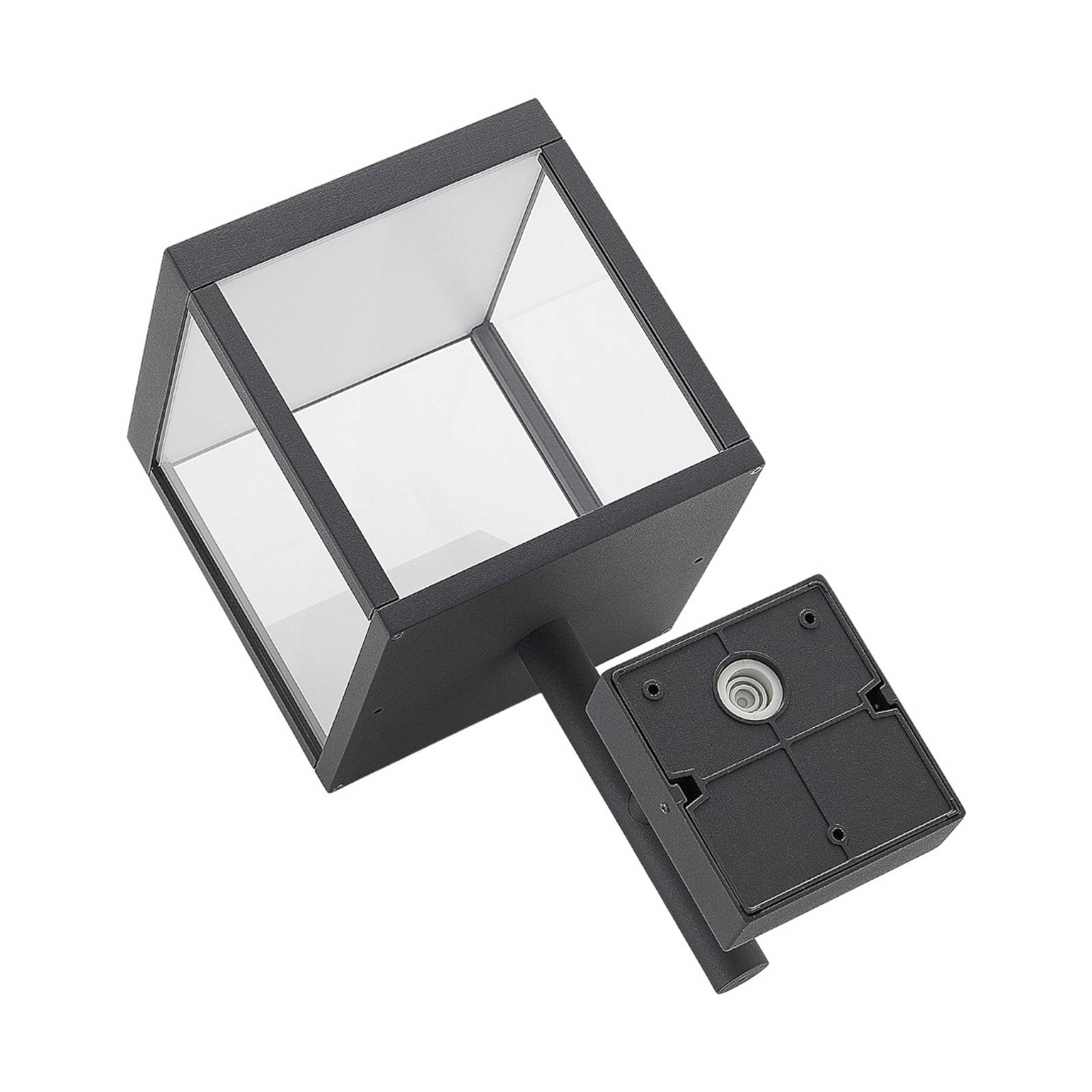 LED-Außenwandleuchte Cube mit Glasschirm, graphit günstig online kaufen