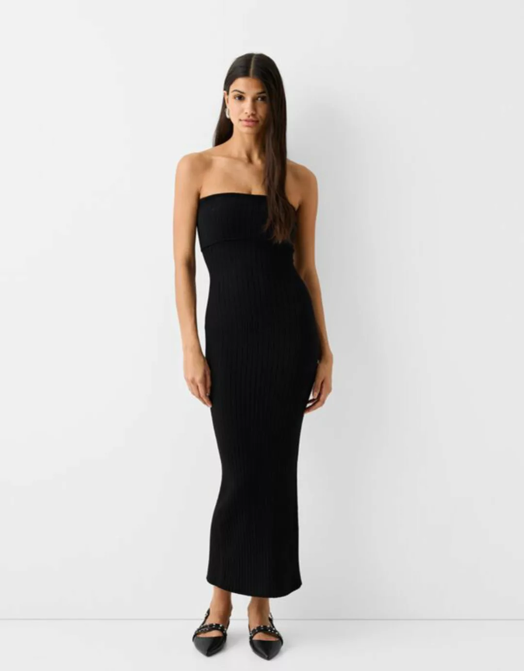 Bershka Bandeau-Midikleid Damen S Schwarz günstig online kaufen