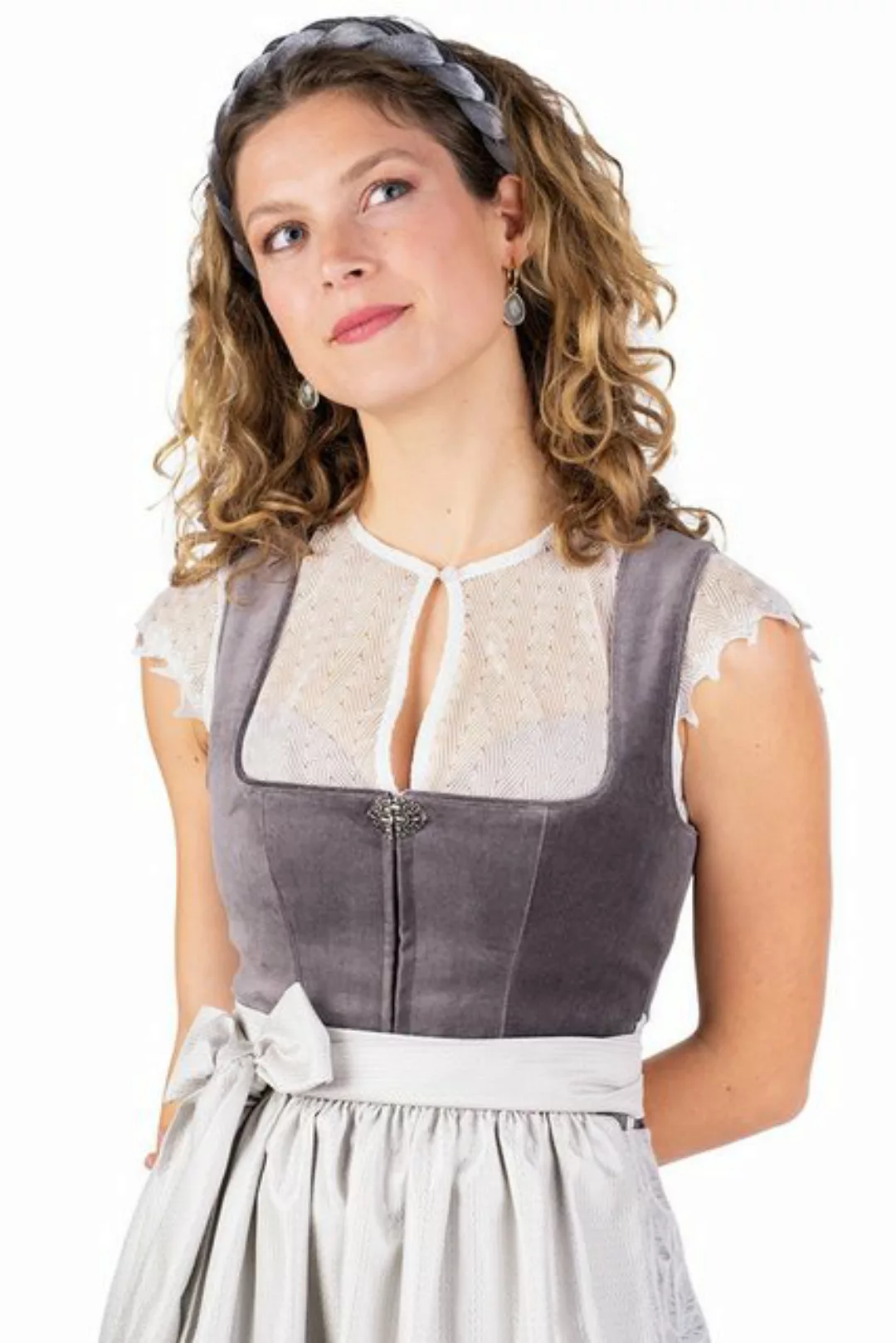 MarJo Dirndl Samt Dirndl 2tlg. - MARKTL - asphalt/pastellgrau günstig online kaufen