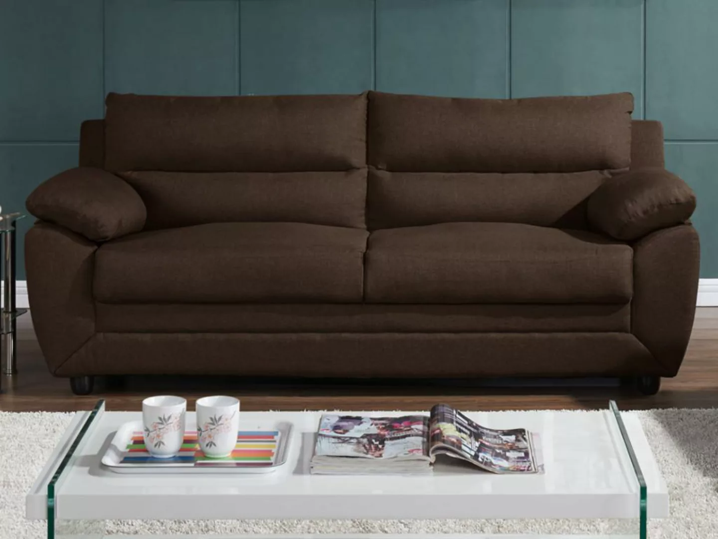 Sofa 3-Sitzer - Stoff - Braun - MANOA günstig online kaufen