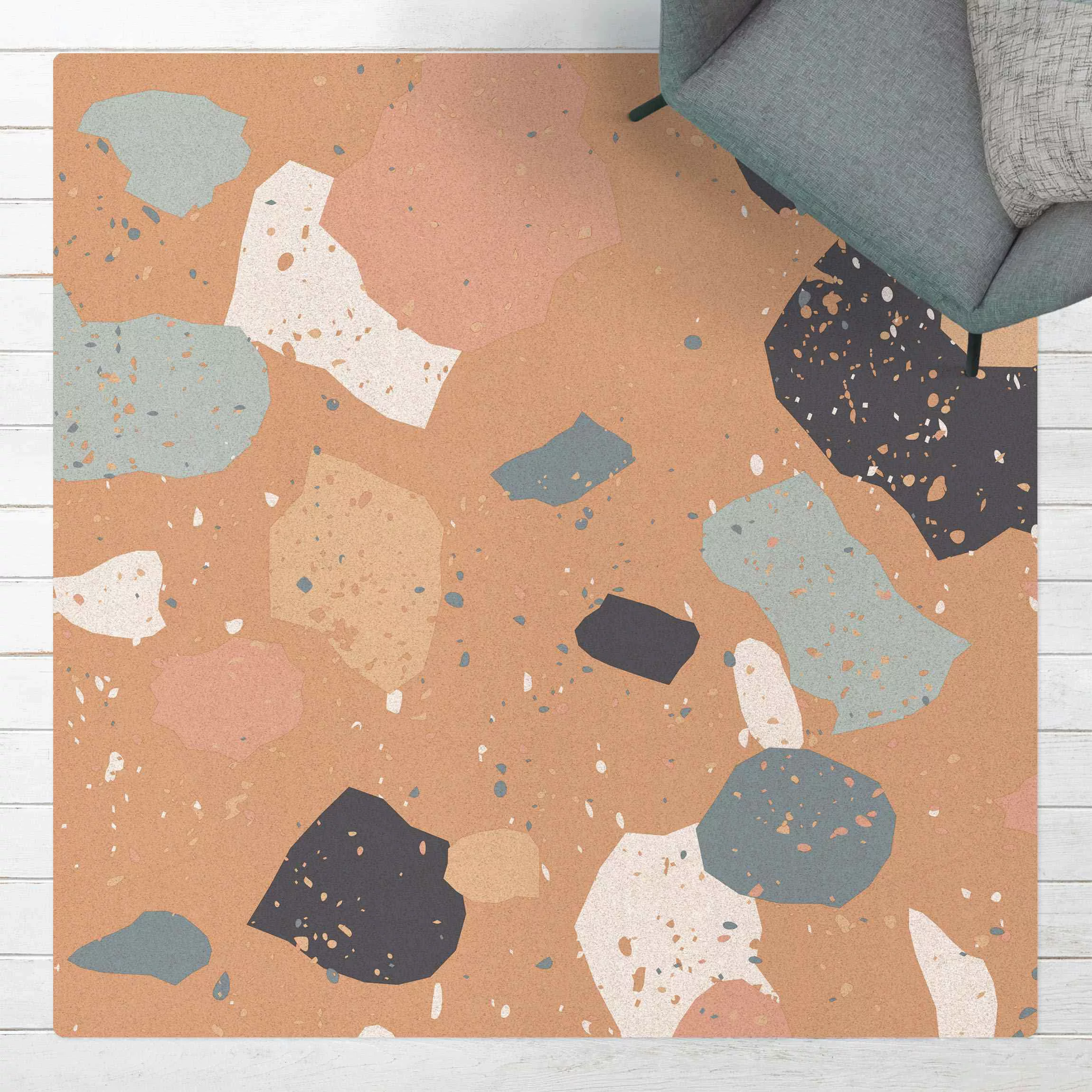 Kork-Teppich Terrazzo Muster günstig online kaufen