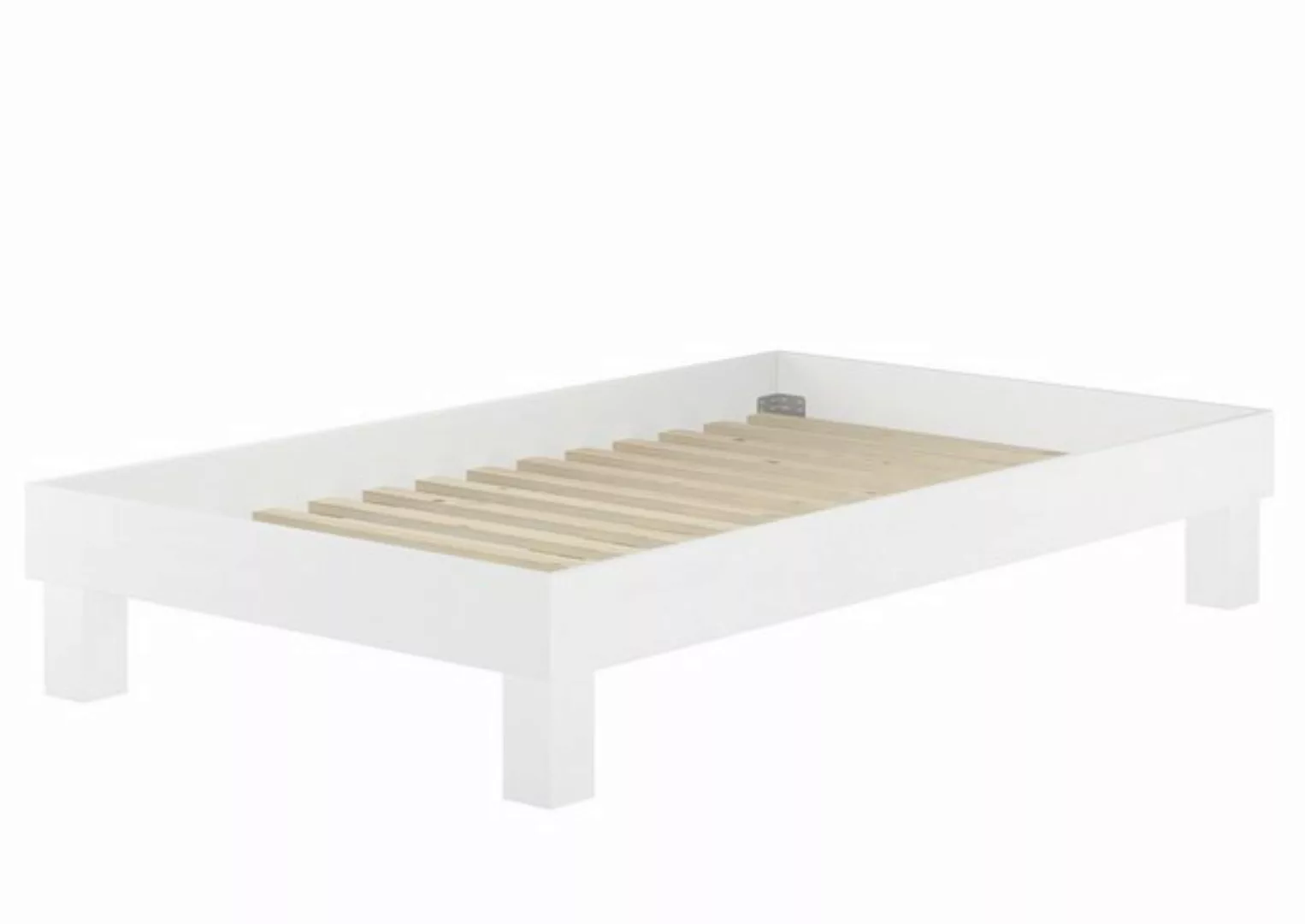 ERST-HOLZ Bett Hohes Einzelbett Gästebett Buche massiv weiß 120x200, Buchew günstig online kaufen