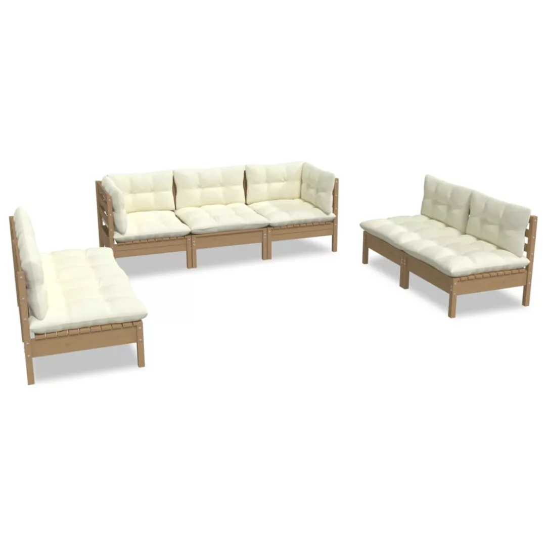 7-tlg. Garten-lounge-set Mit Kissen Kiefer Massivholz günstig online kaufen