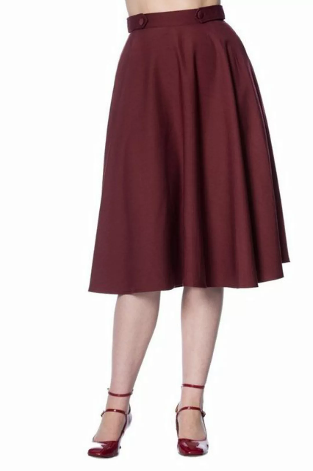 Banned A-Linien-Rock Di Di Plain Burgunder Retro Vintage Swing Skirt günstig online kaufen