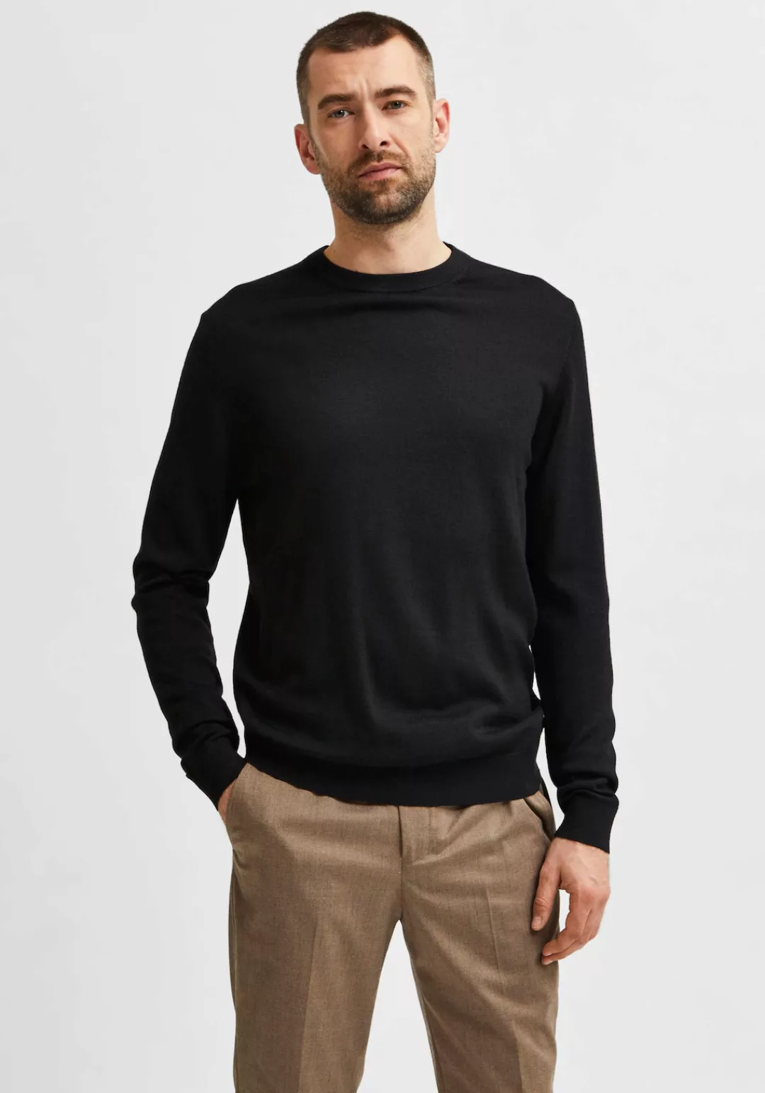 SELECTED HOMME Rundhalspullover "OWN MERINO COOLMAX KNIT" günstig online kaufen