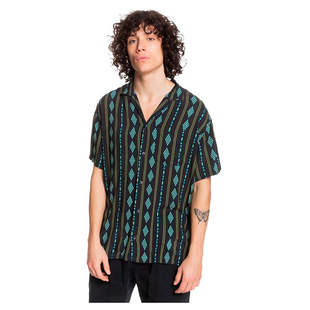 Quiksilver Originals Diamond Stripe Kurzarm Hemd M Black Diamond Stripe günstig online kaufen