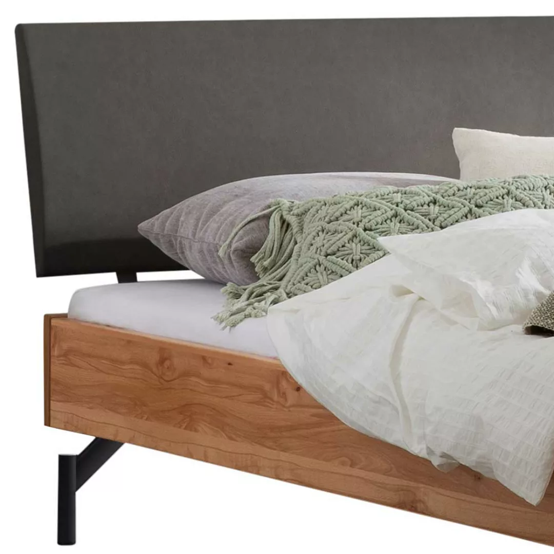 140x200 cm Bett massiv aus Wildbuche Massivholz Vierfußgestell aus Metall günstig online kaufen