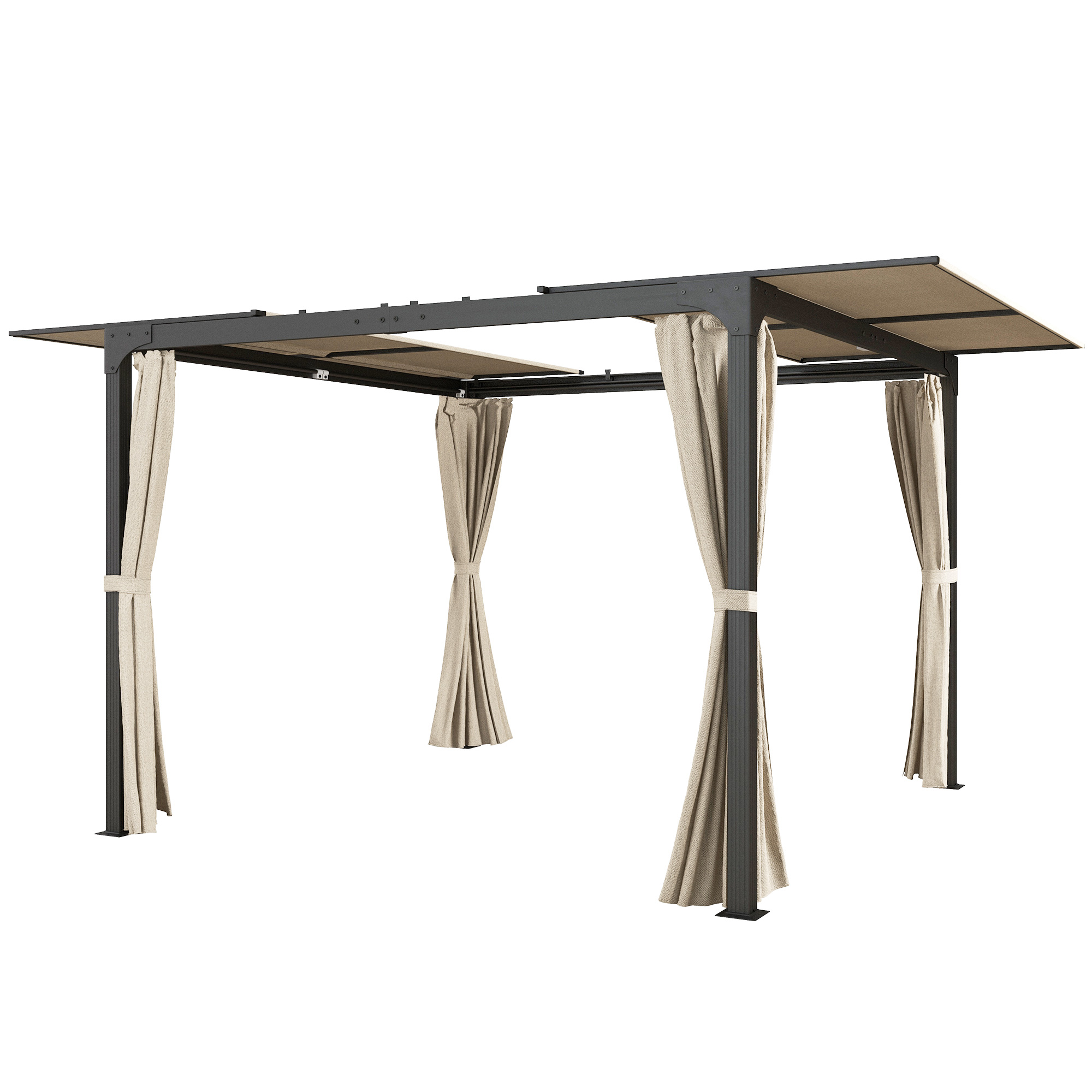 Outsunny Pergola, 4,2 x 2,95 m Pavillon, Terrassenpavillon mit Ausziehbarem günstig online kaufen
