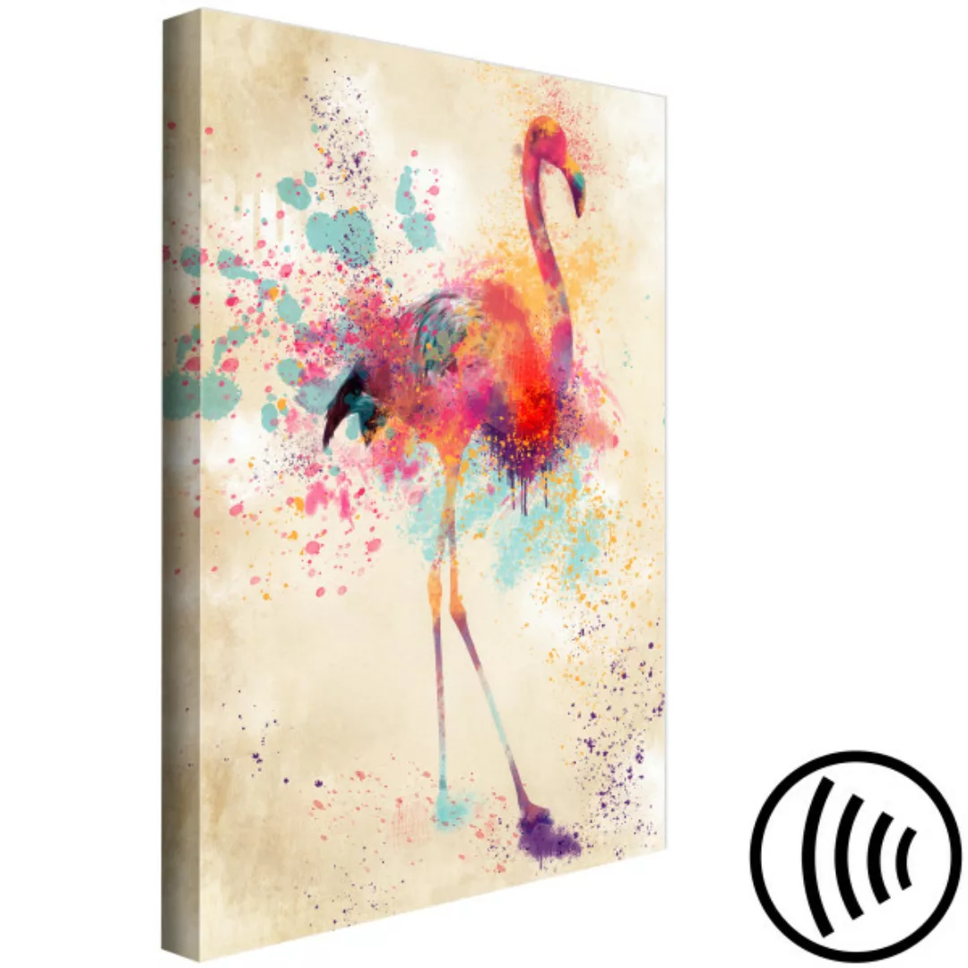 Leinwandbild Watercolor Flamingo (1 Part) Vertical XXL günstig online kaufen