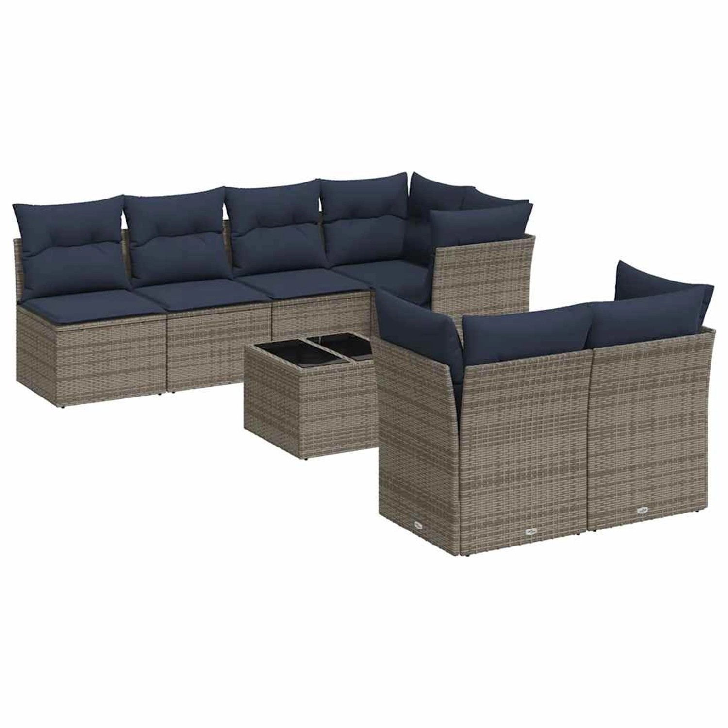 vidaXL 8-Tlg Garten-Sofagarnitur mit Kissen Grau Poly Rattan 3217301 günstig online kaufen