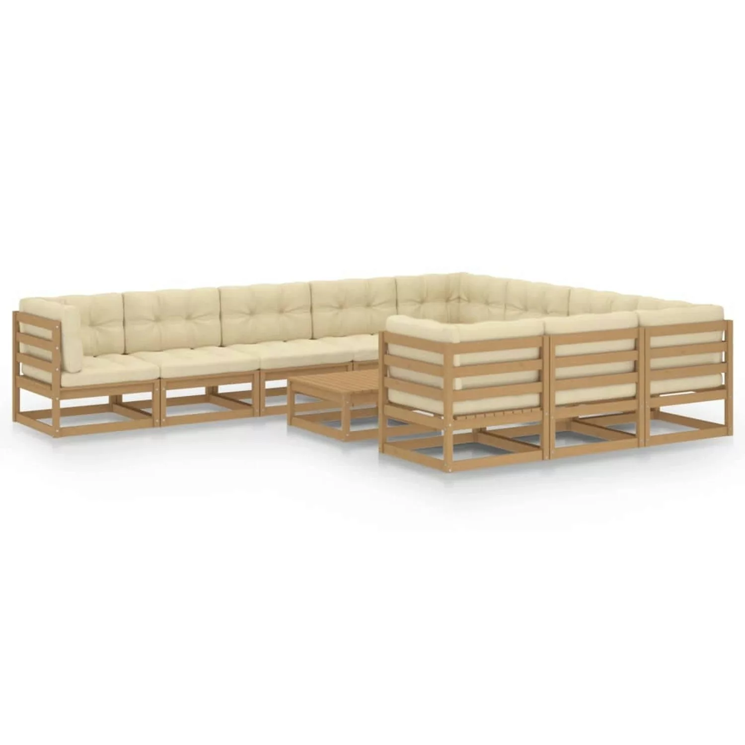 11-tlg. Garten-lounge-set Kissen Honigbraun Kiefer Massivholz günstig online kaufen