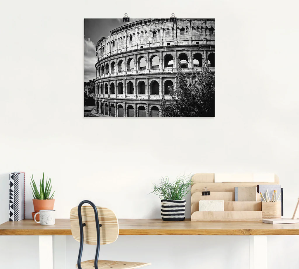 Artland Wandbild "Rom Kolosseum Monochrom", Rom, (1 St.), als Alubild, Outd günstig online kaufen