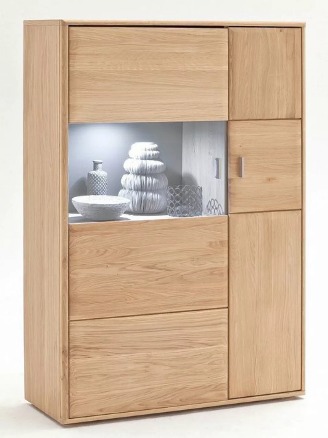 MCA furniture Vitrine Highboard Tarragona (R), Eiche Bianco, LED Beleuchtun günstig online kaufen