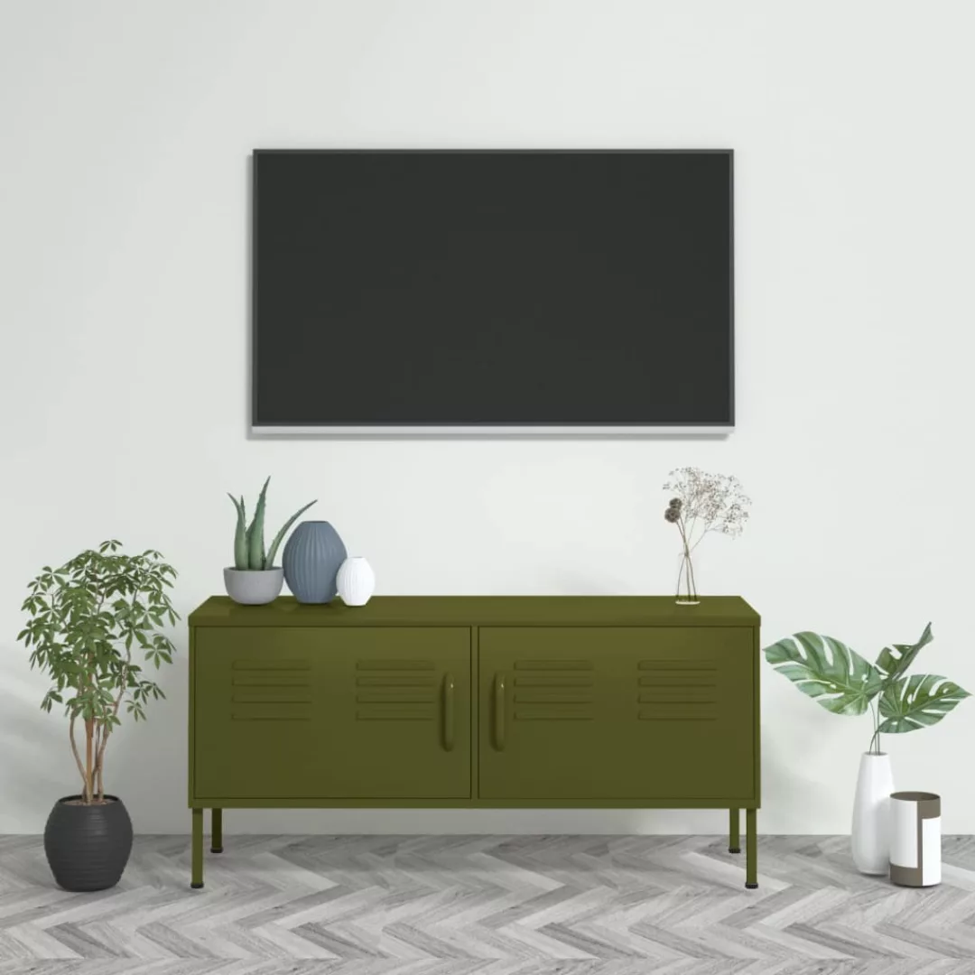 vidaXL TV-Schrank TV-Schrank Olivgrün 105x35x50 cm Stahl Lowboard günstig online kaufen
