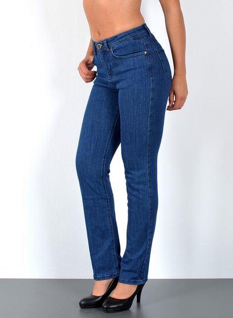 ESRA Straight-Jeans Damen Jeans Gerade hohe Leibhöhe Stretch-Jeans Damen Re günstig online kaufen