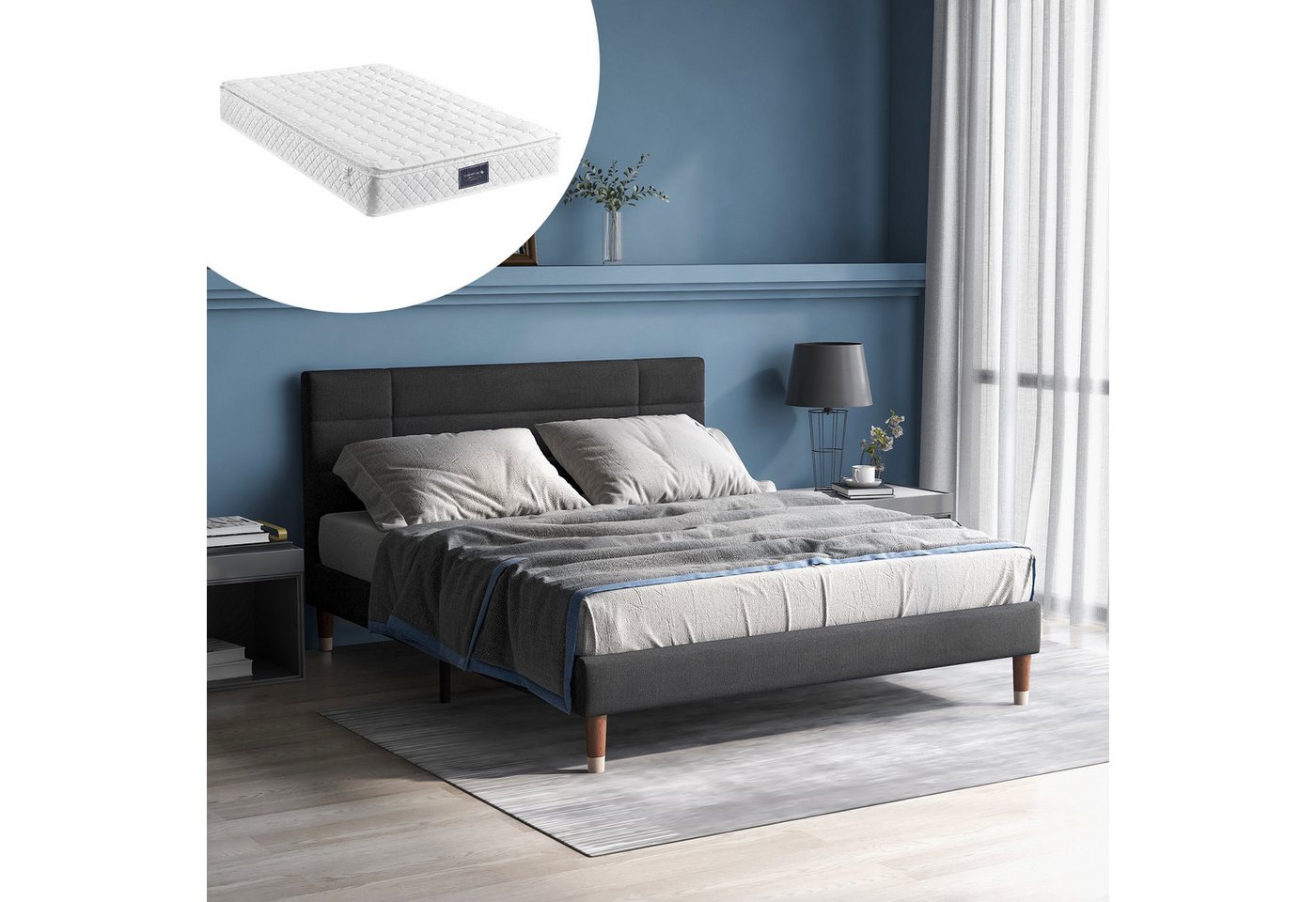 KLAM HOME Polsterbett Doppelbett Einzelbett Continentalbett mit 8 cm dickes günstig online kaufen