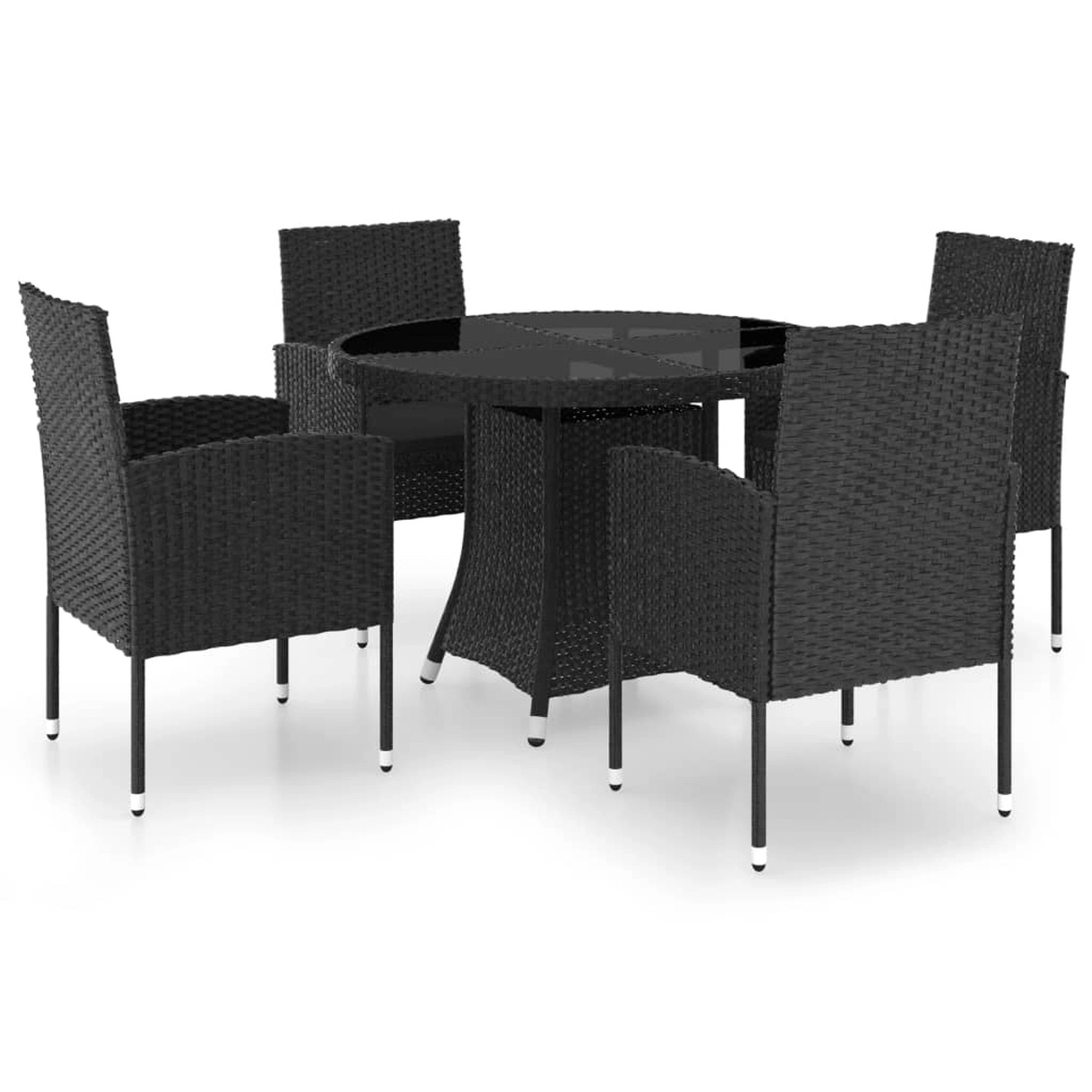 5-tlg. Garten-essgruppe Poly Rattan Schwarz günstig online kaufen