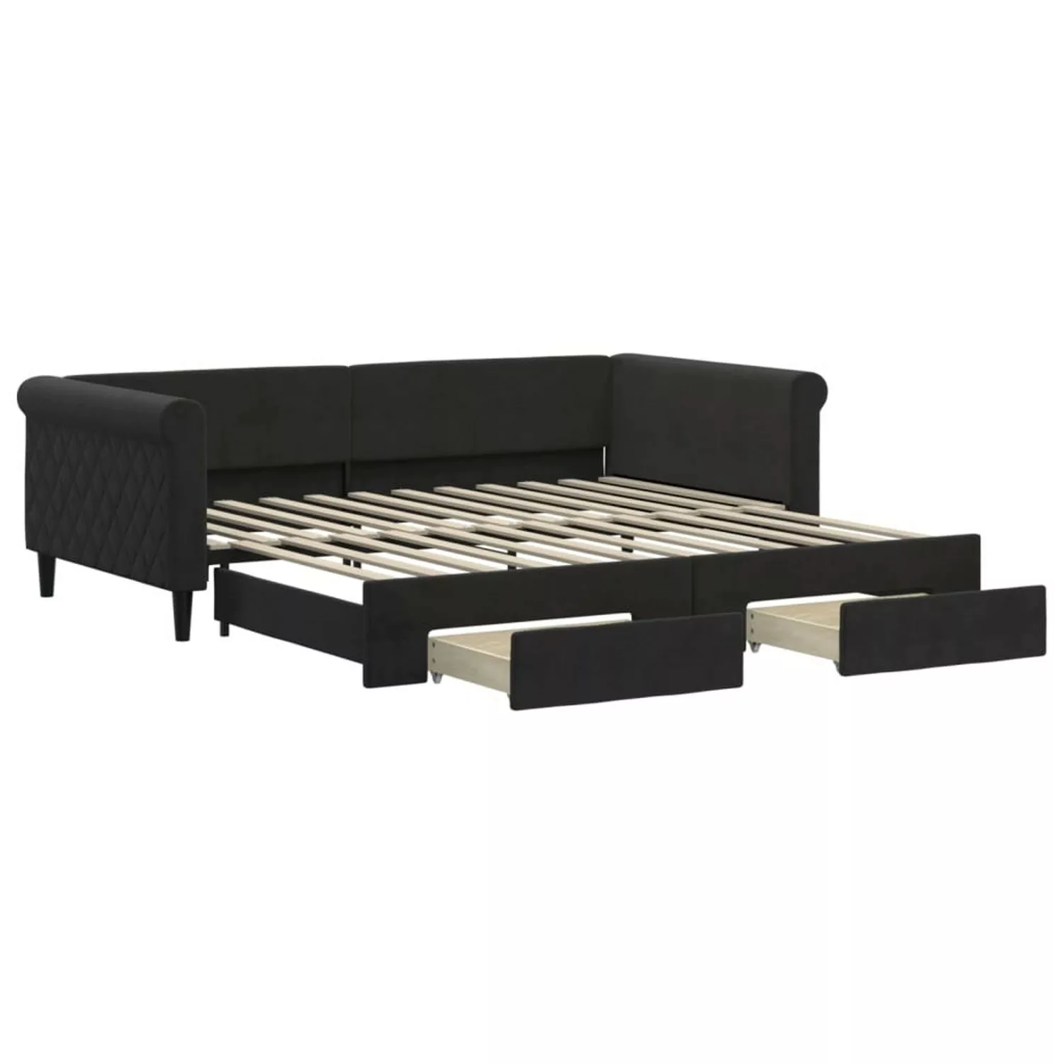 vidaXL Tagesbett Ausziehbar mit Schubladen Schwarz 100x200 cm Samt1885886 günstig online kaufen