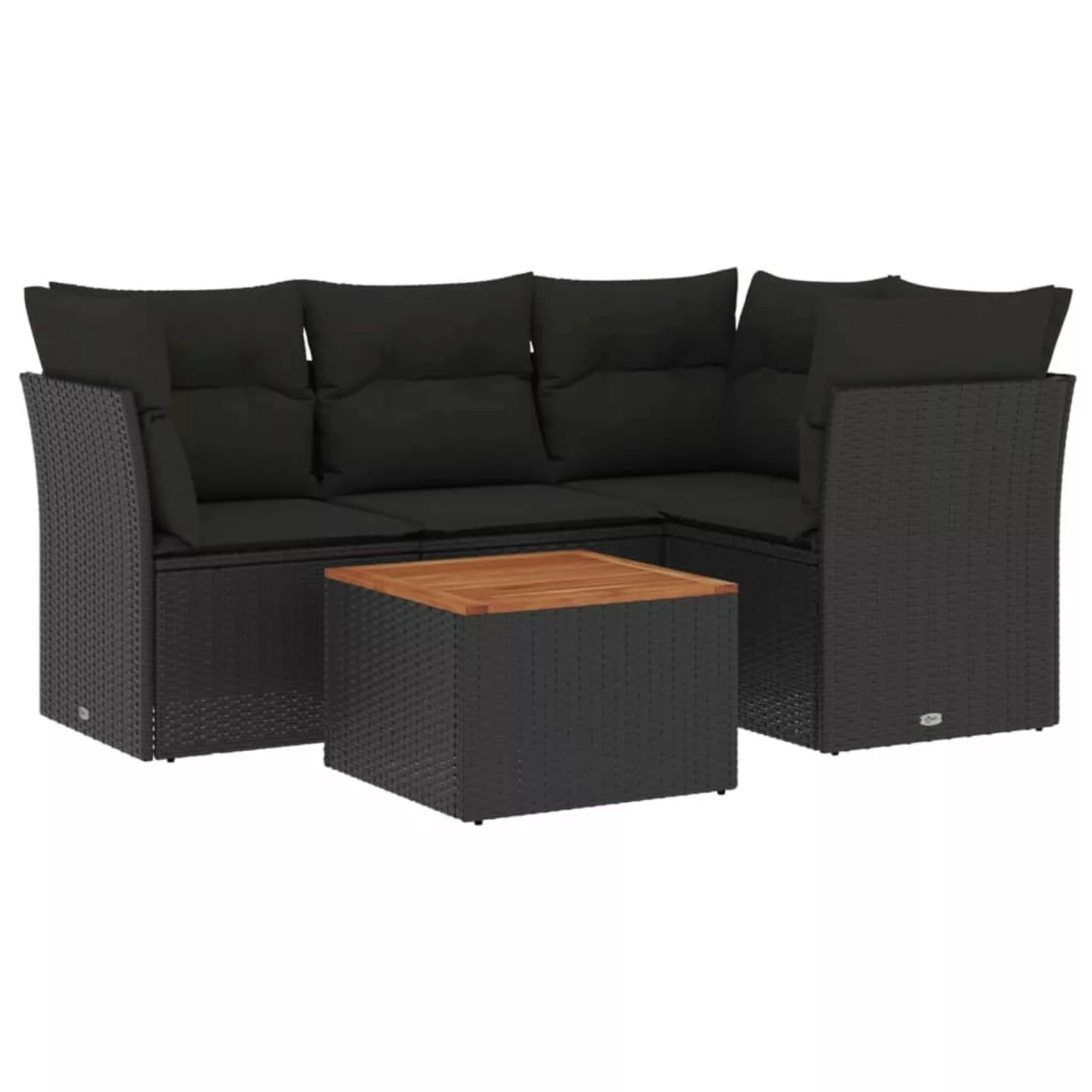 vidaXL 5-tlg Garten-Sofagarnitur mit Kissen Schwarz Poly Rattan Modell 46 günstig online kaufen