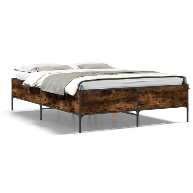 vidaXL Bett Bettgestell Sonoma-Eiche 160x200 cm Holzwerkstoff und Metall günstig online kaufen