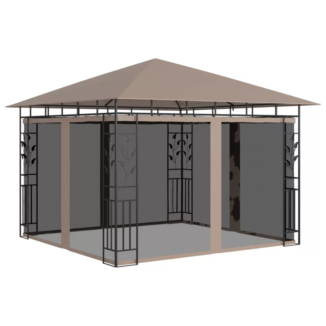 Pavillon Mit Moskitonetz 3x3x2,73 M Taupe 180 G/m² günstig online kaufen