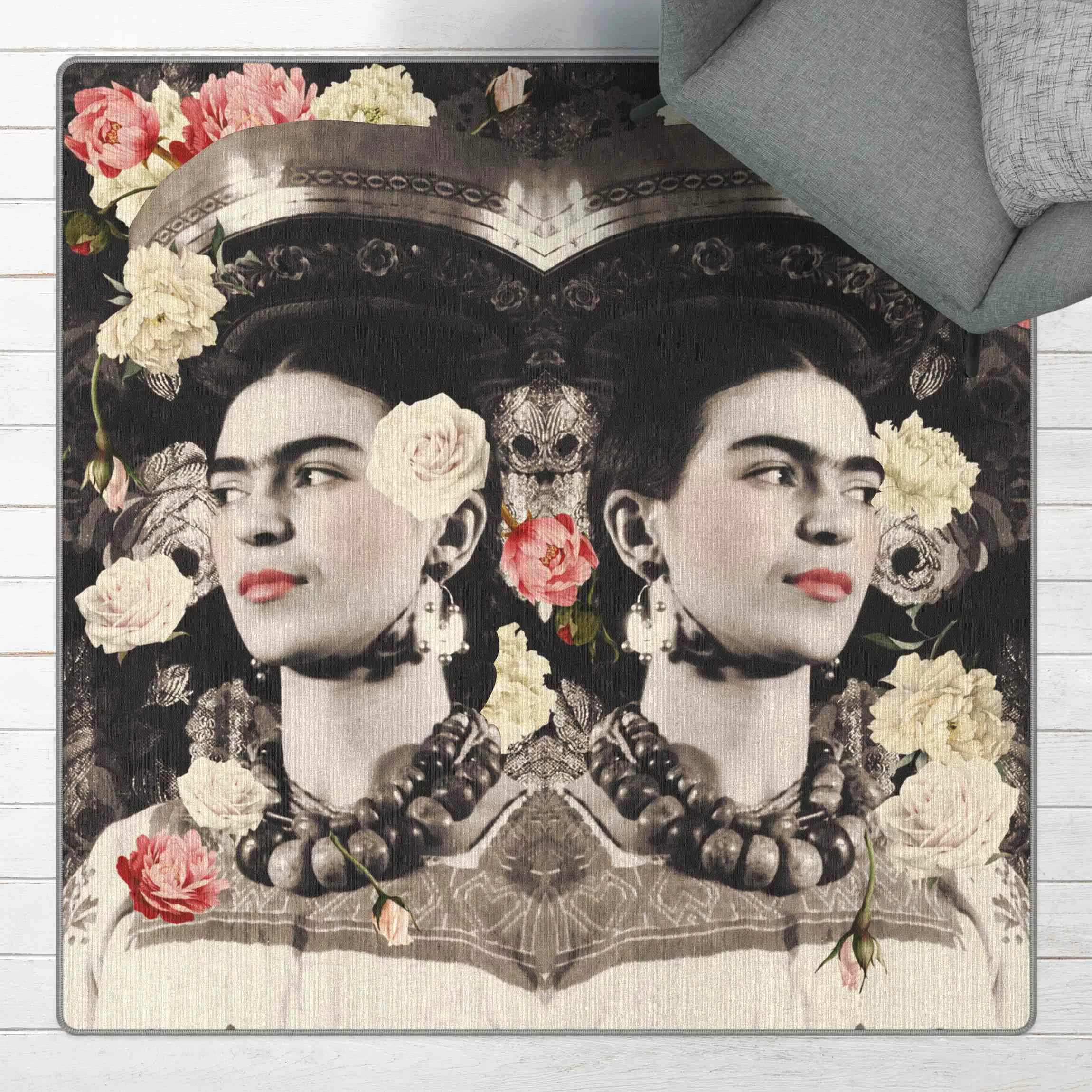 Teppich Frida Kahlo - Blumenflut günstig online kaufen