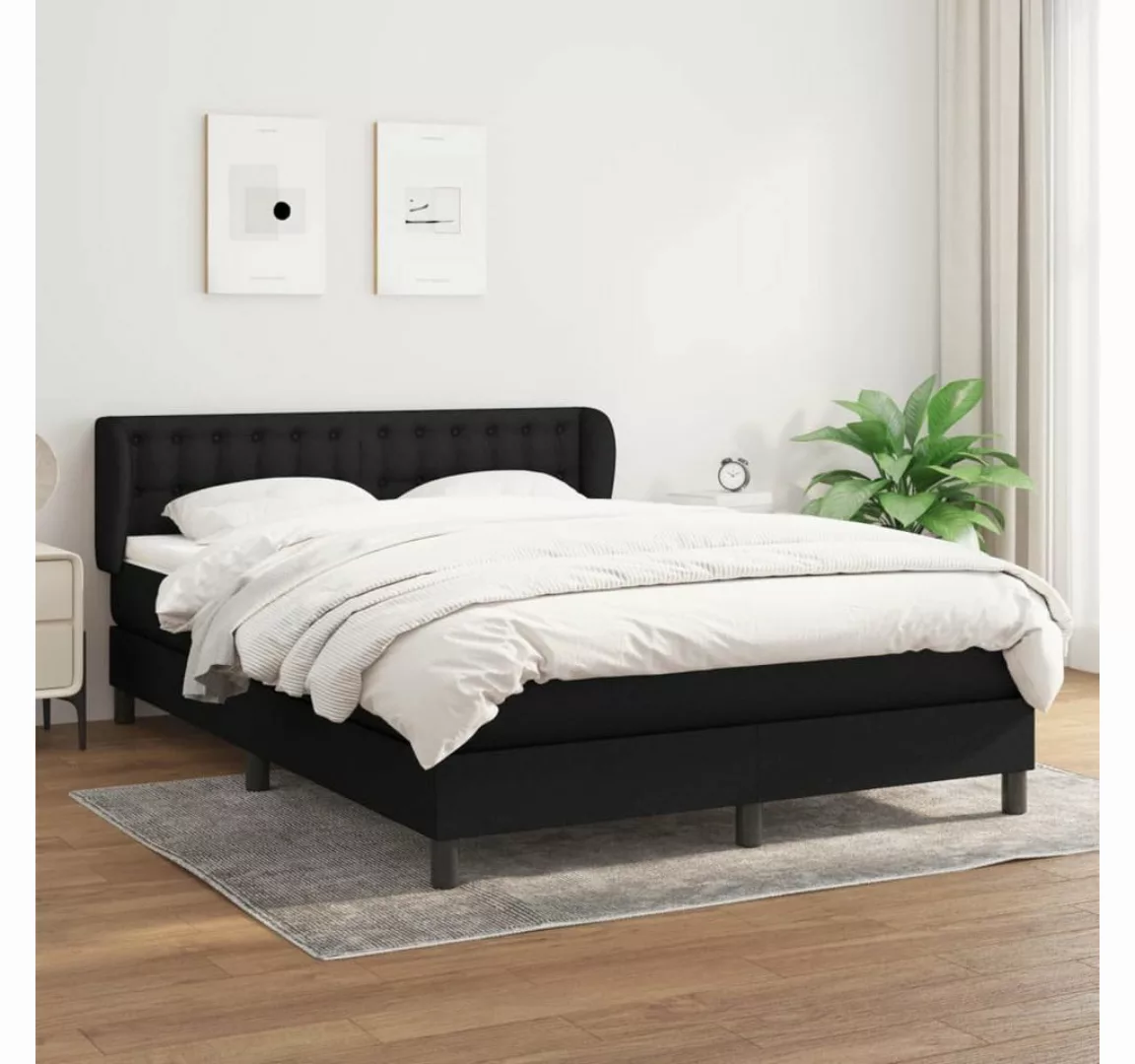 furnicato Bett Boxspringbett mit Matratze Schwarz 140x190 cm Stoff günstig online kaufen